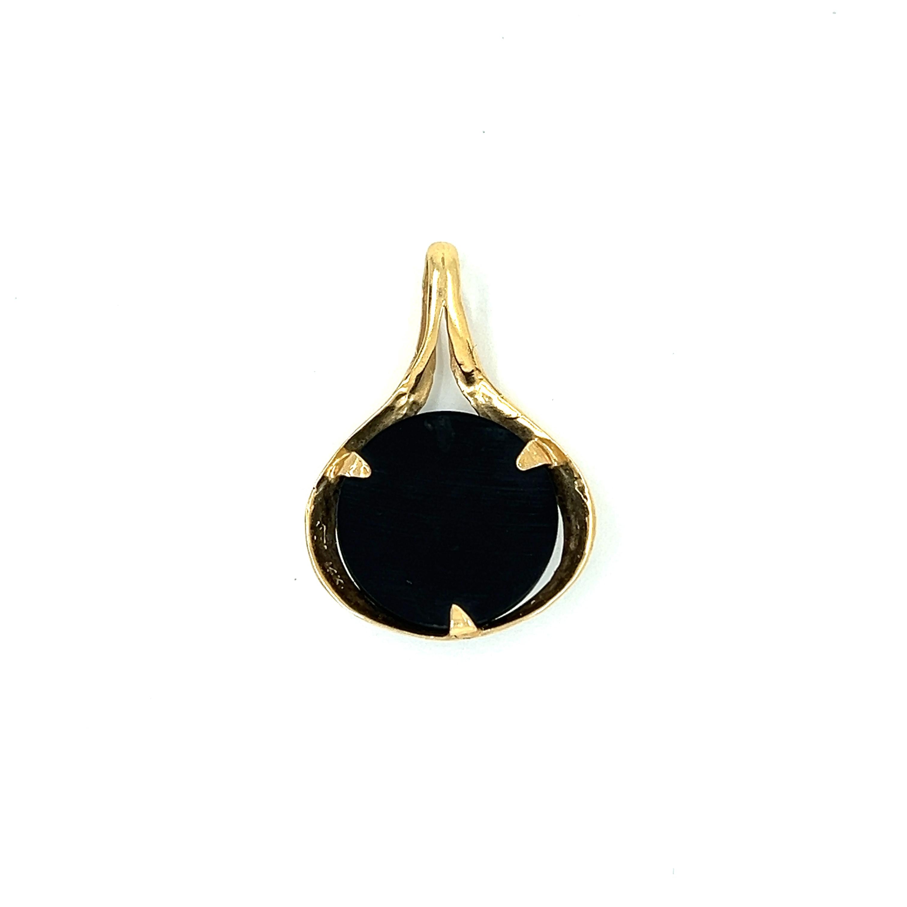 Vintage Black Stone 14k Gold Charm