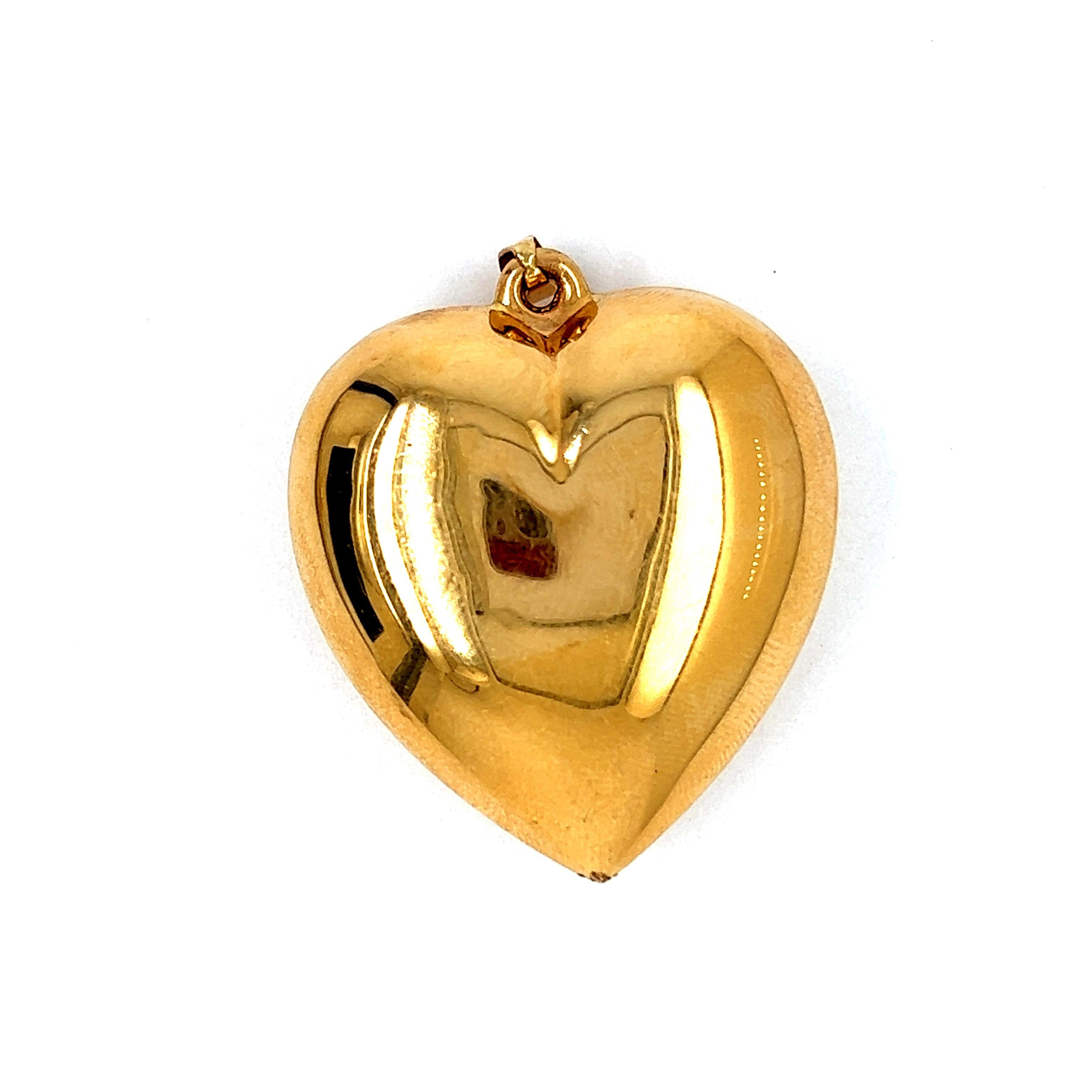 Vintage Large Puffy Heart 14k Gold Charm