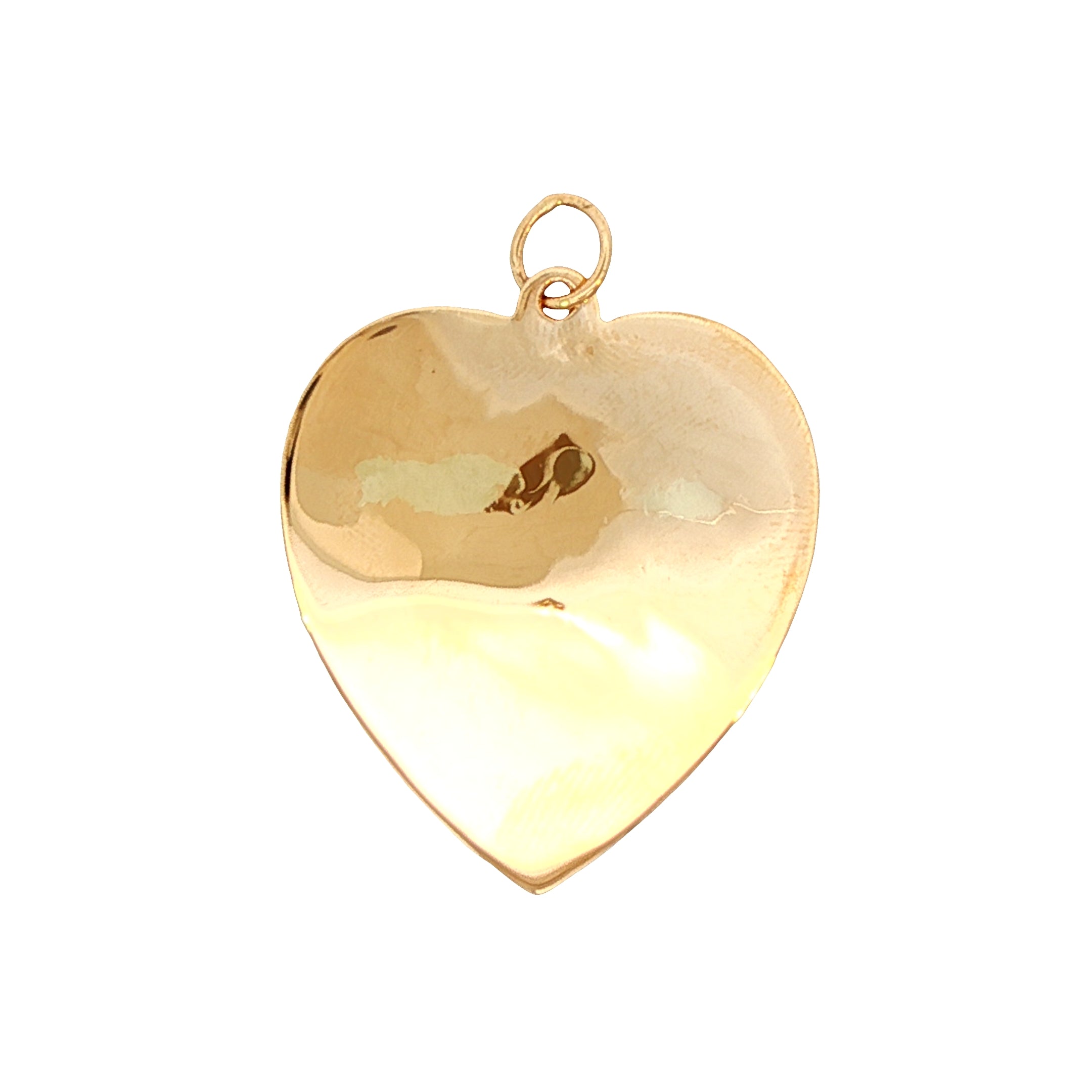 14k Yellow Gold Engine Turned Heart with Diamond Vintage Charm