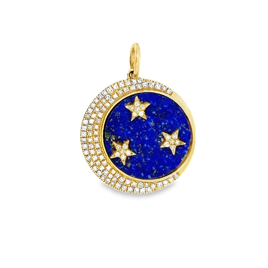 14k Yellow Gold Diamond Moon & Stars Charm