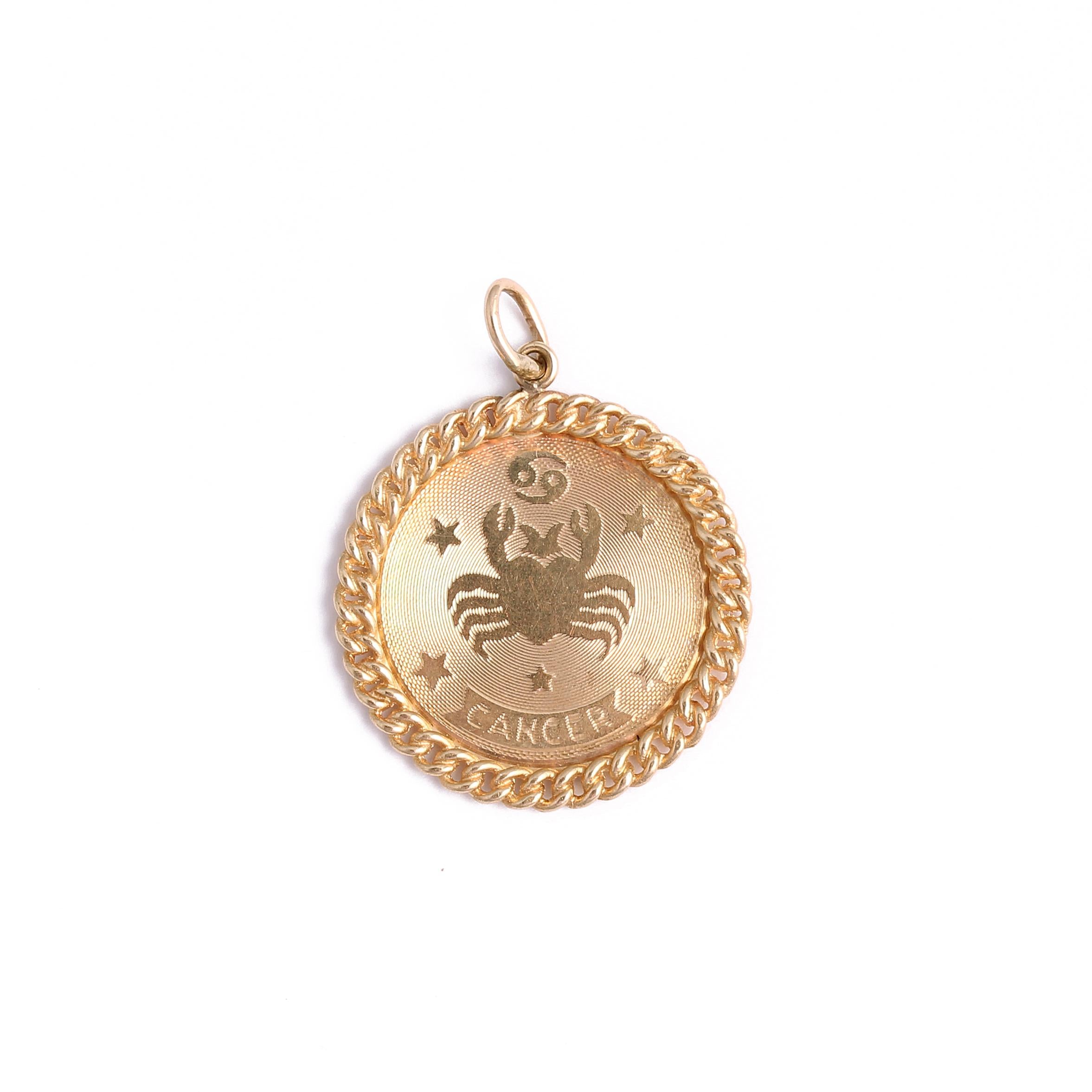 Vintage 14k Gold Zodiac Cancer Charm