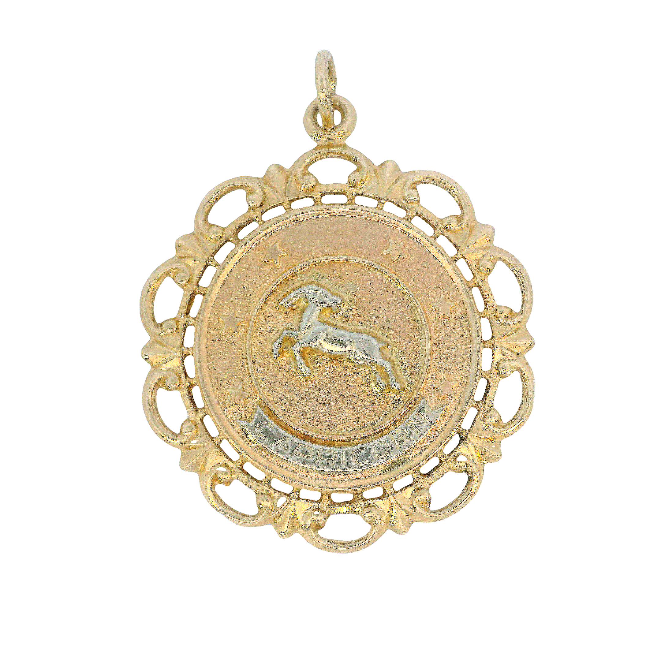 Vintage Capricorn Zodiac  14k Gold Charm