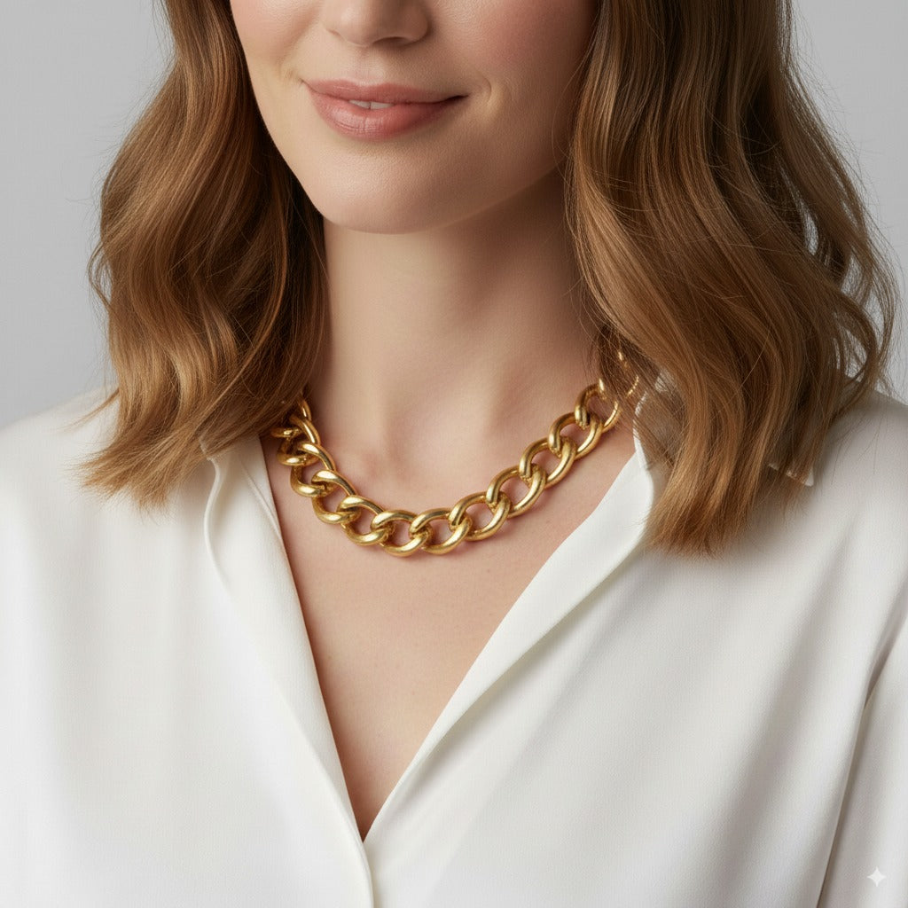 14k Yellow Gold 1980s Vintage Chunky Convertible Chain Necklace
