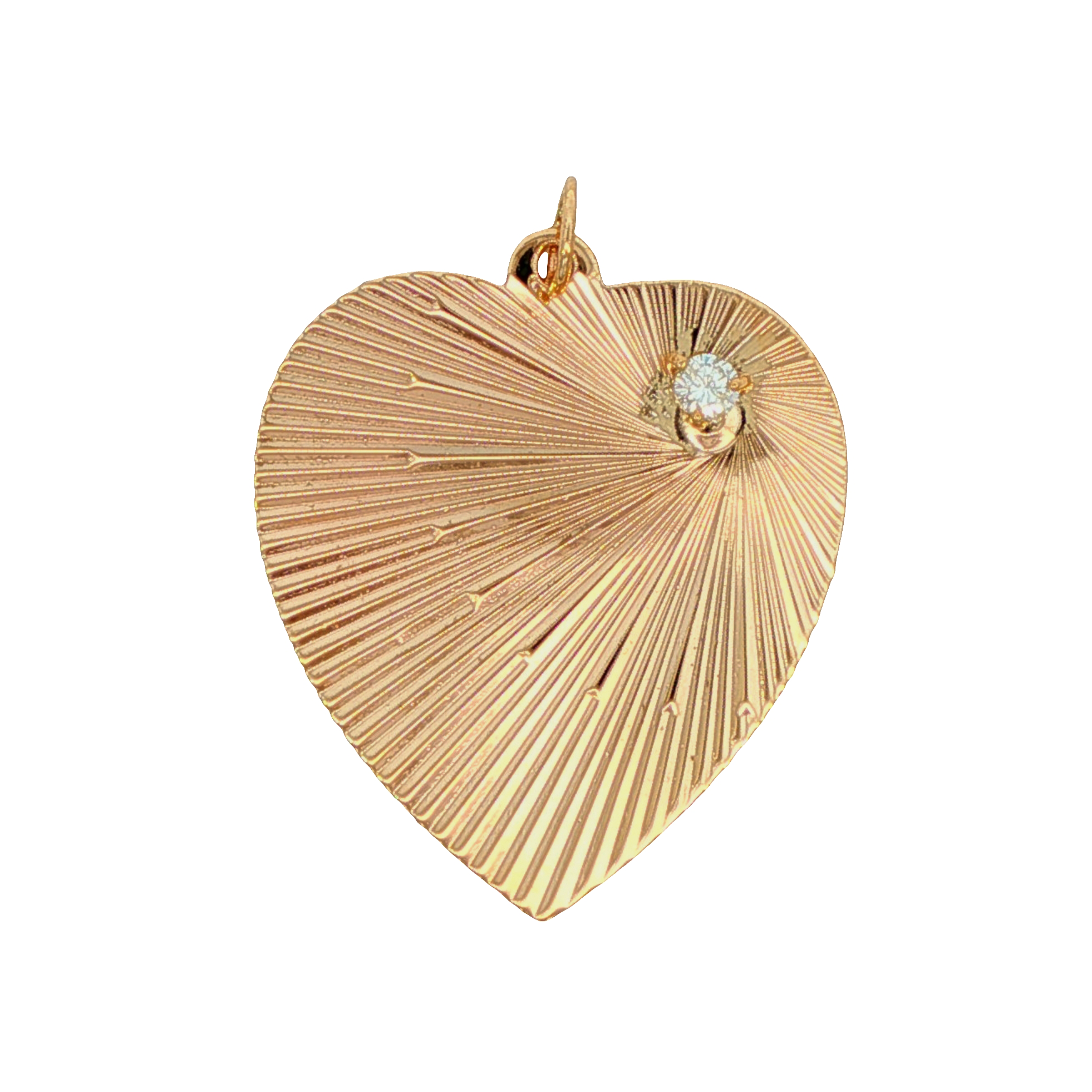 14k Yellow Gold Engine Turned Heart with Diamond Vintage Charm