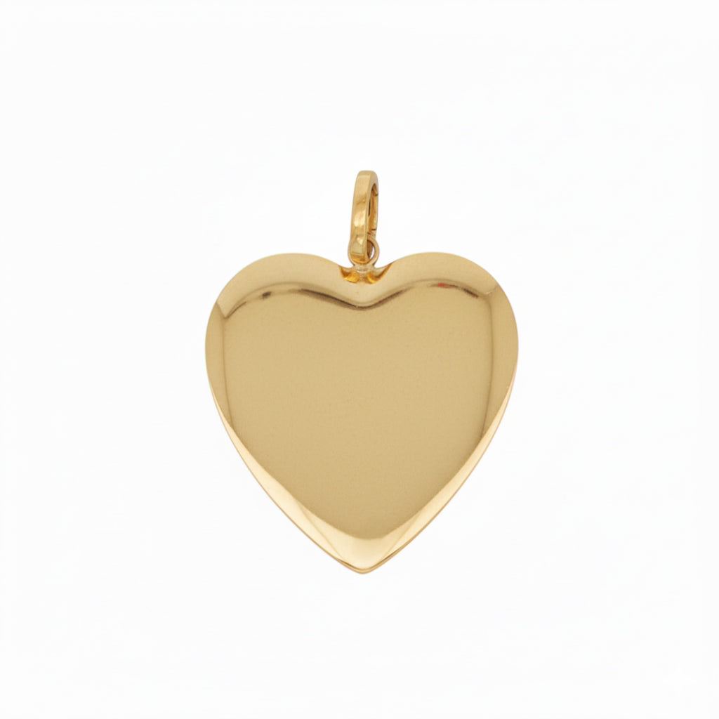 14k Yellow Gold Vintage Inspired XL Engine-Turned Heart Pendant