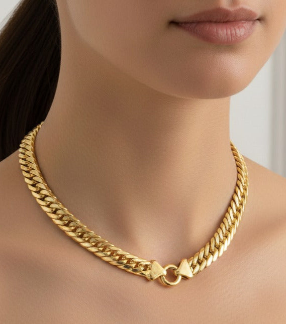 14k Yellow Gold Vintage Flat Curb Chain with Push in Circle