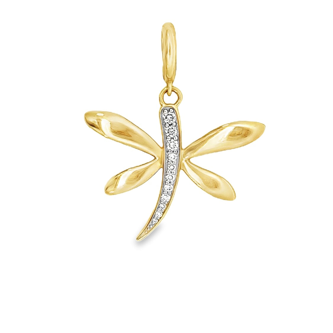 Diamond Dragonfly 14k Gold Charm