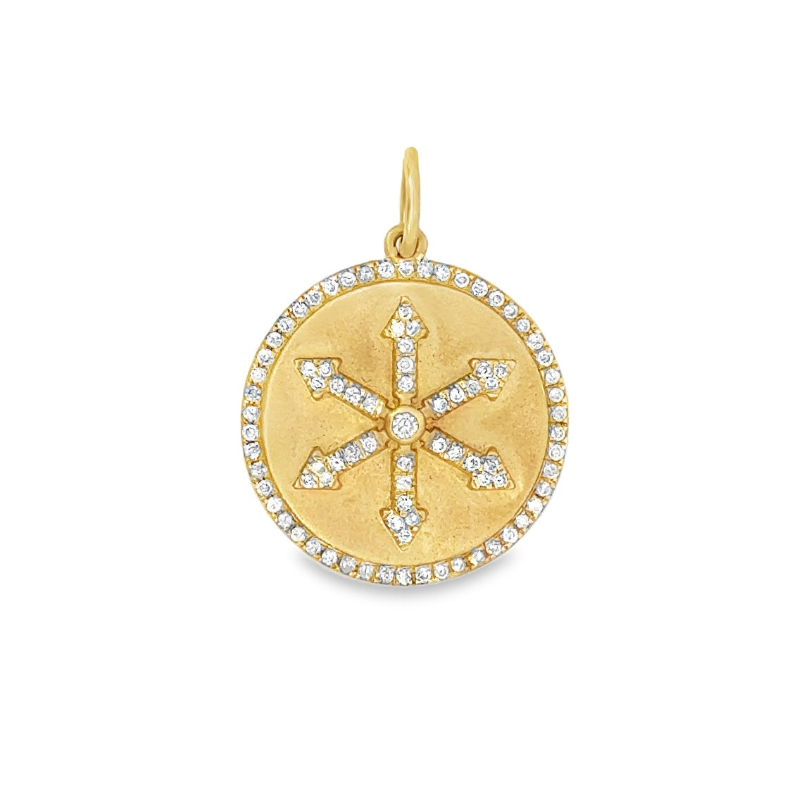 14k Yellow Gold Diamond Compass Charm