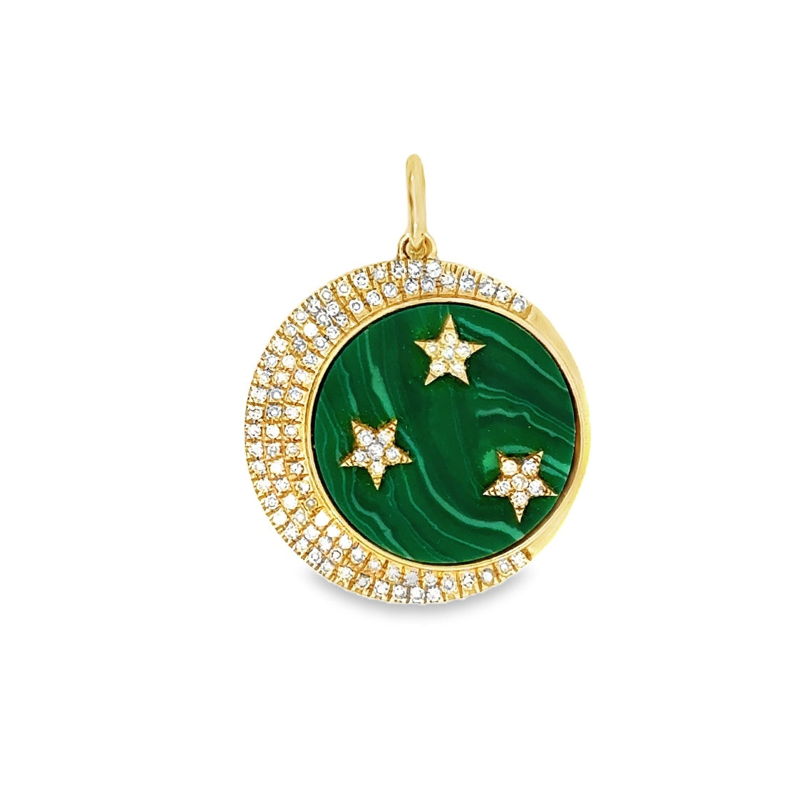 14k Yellow Gold Diamond Moon & Stars Charm
