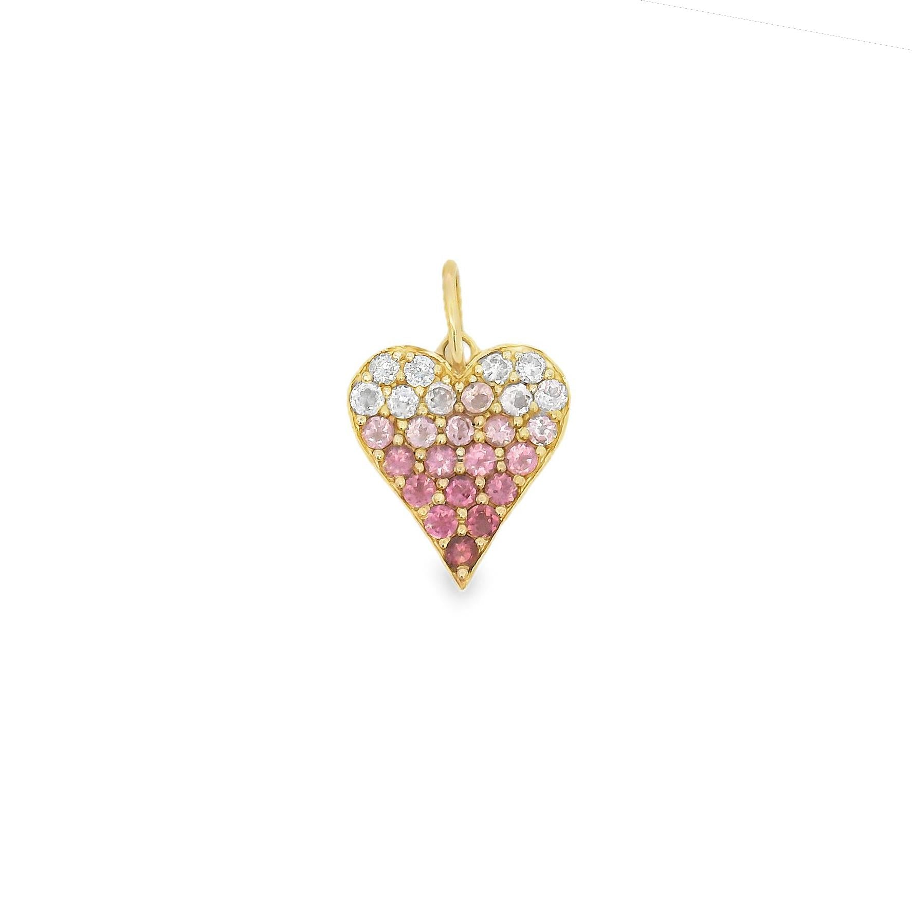 New Diamond and Pink Tourmaline Heart Charm