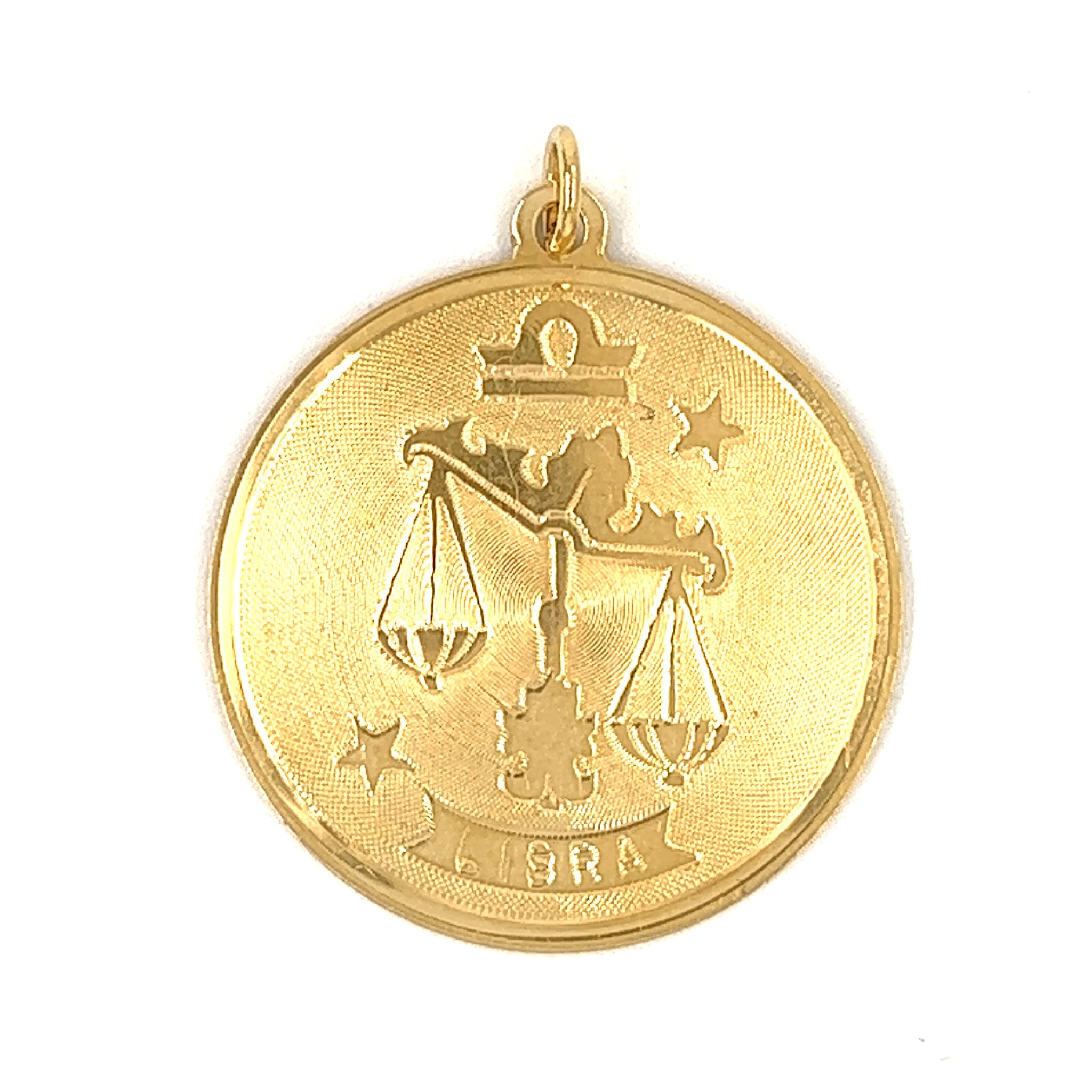 Vintage Zodiac Libra Coin 14k Gold Charm