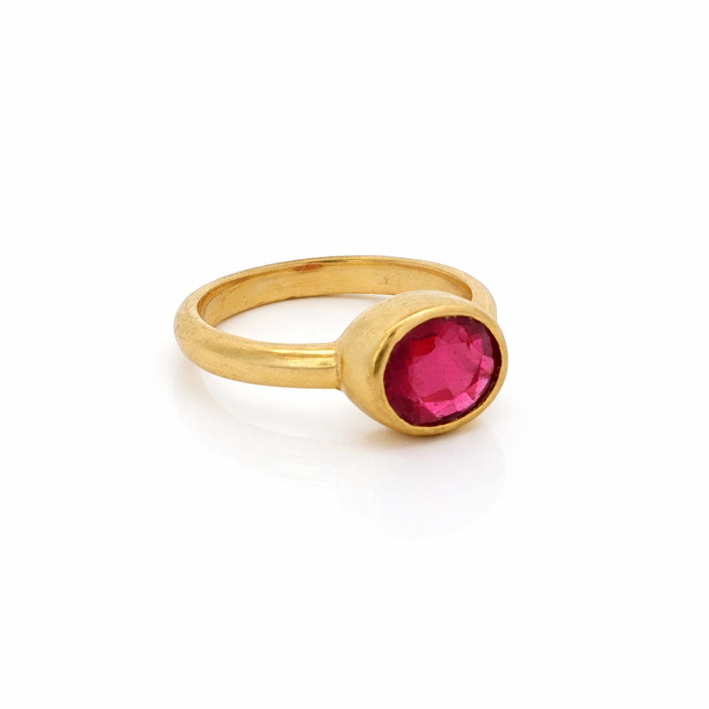 22k Yellow Gold Pink Tourmaline Ring