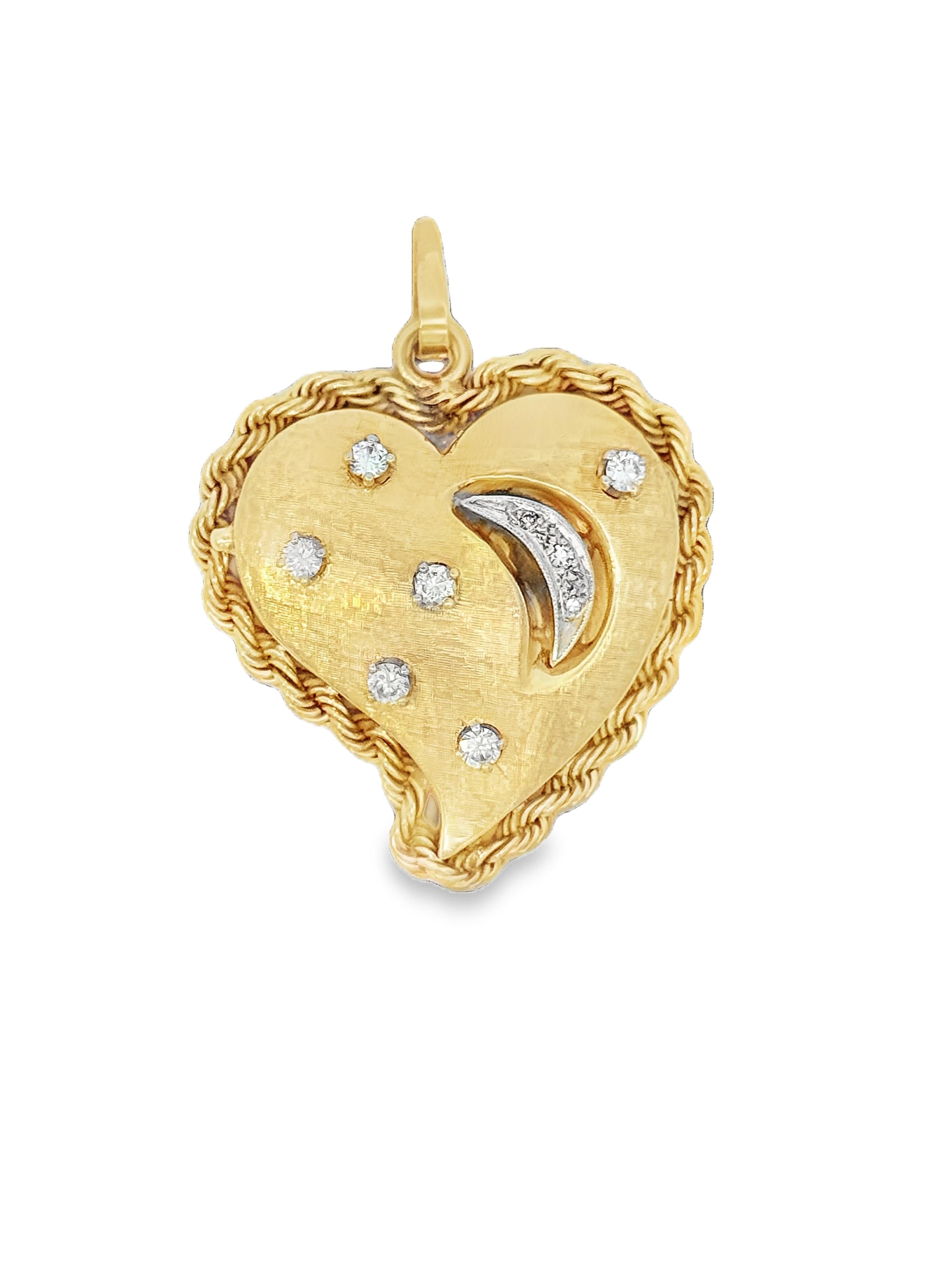 14k Yellow Gold Vintage Diamond Heart Locket Charm