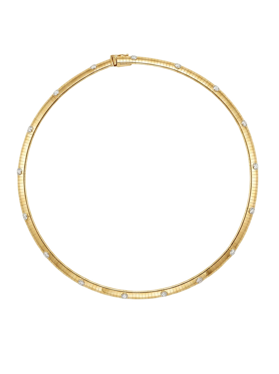 18k Yellow Gold Vintage 2 Carat Diamond Omega Chain