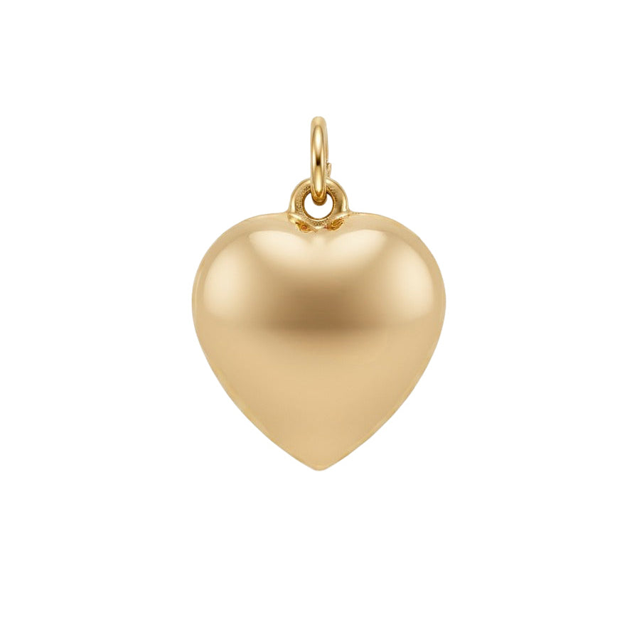 14k Yellow Gold 1900s Puffy Heart Charm