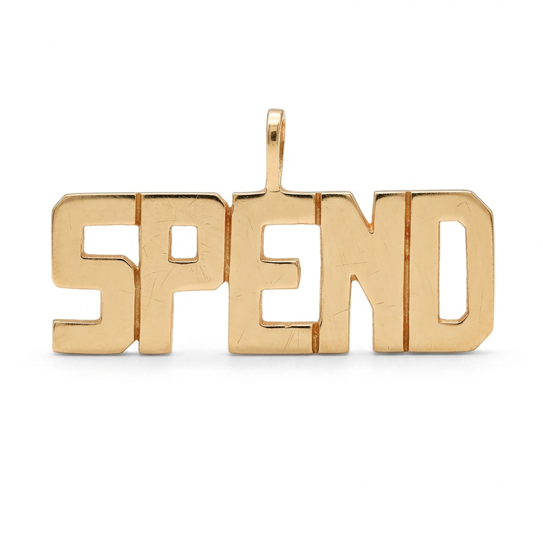 14k Yellow Gold "Spend" Charm