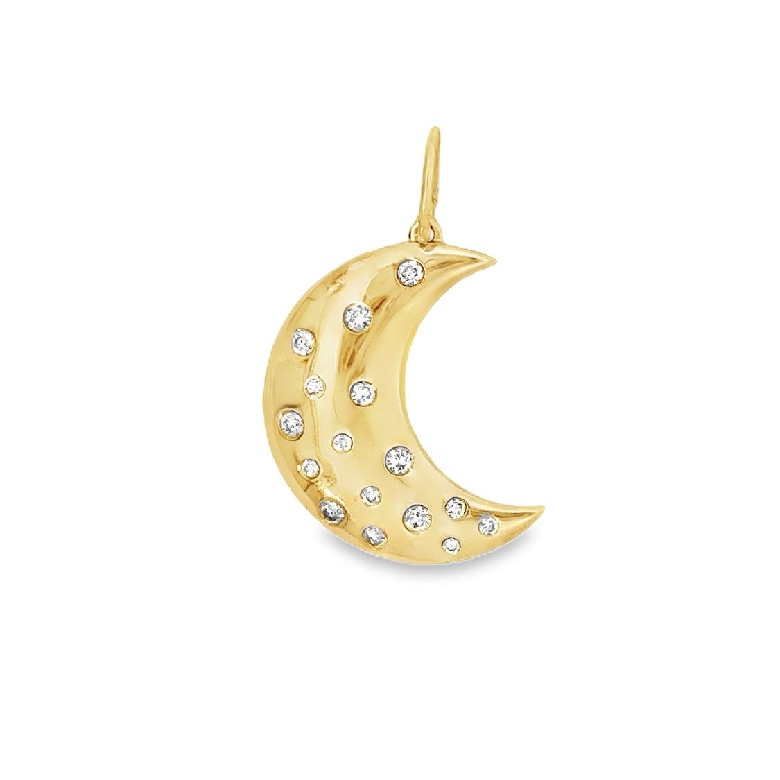 14k Yellow Gold Diamond Moon Charm