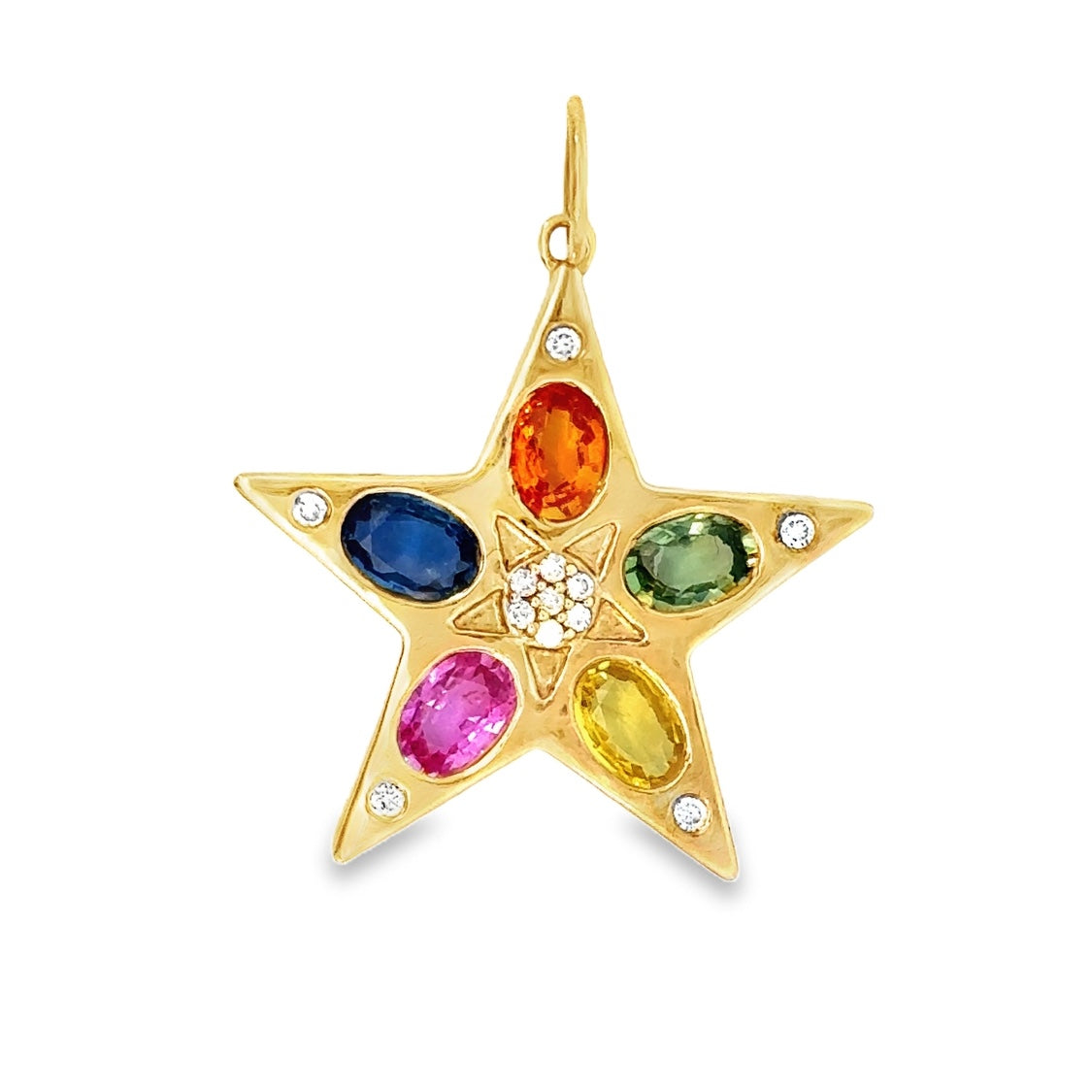 14k Yellow Gold Multi-Sapphire Star Charm