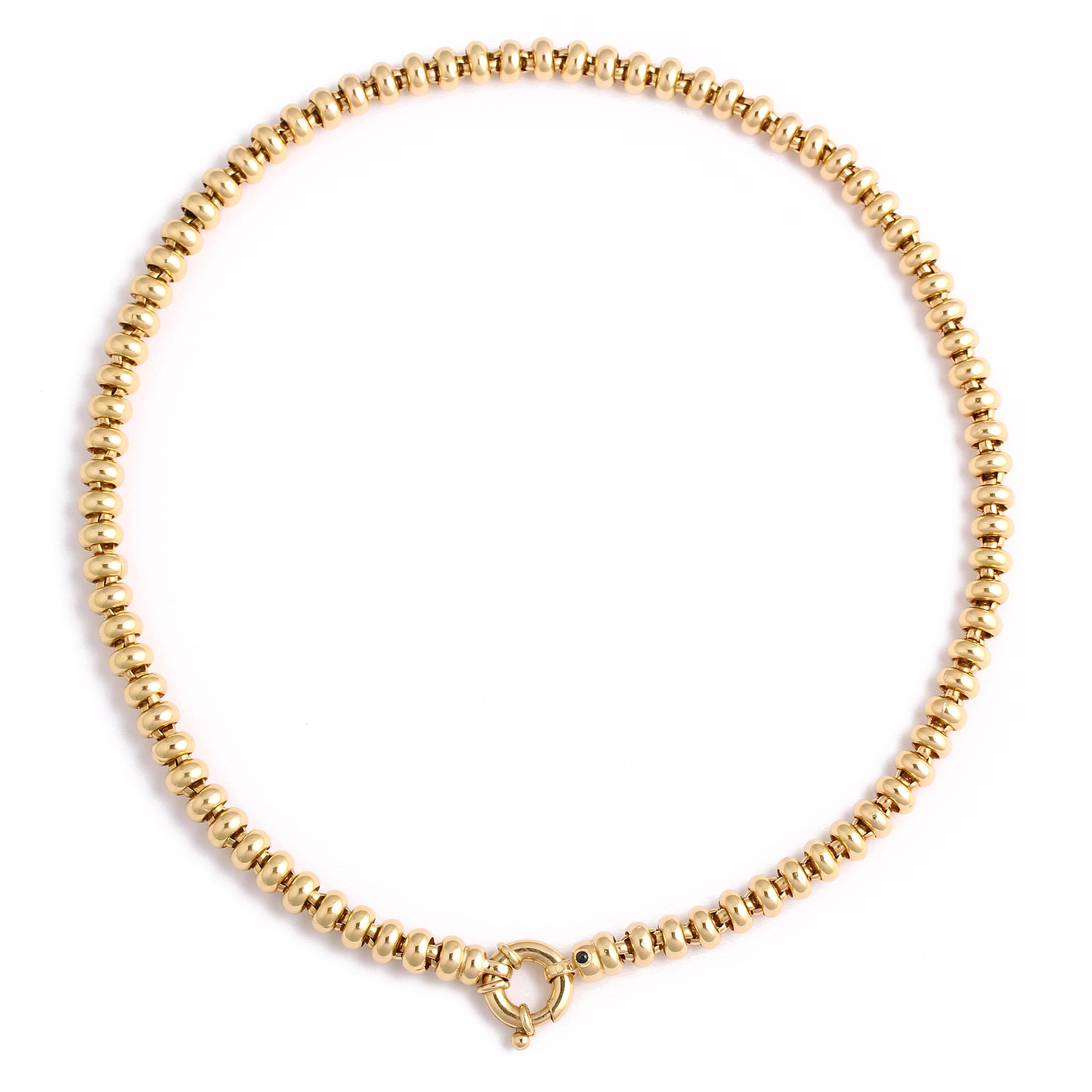 Vintage French 18k Gold Beaded Chain Necklace