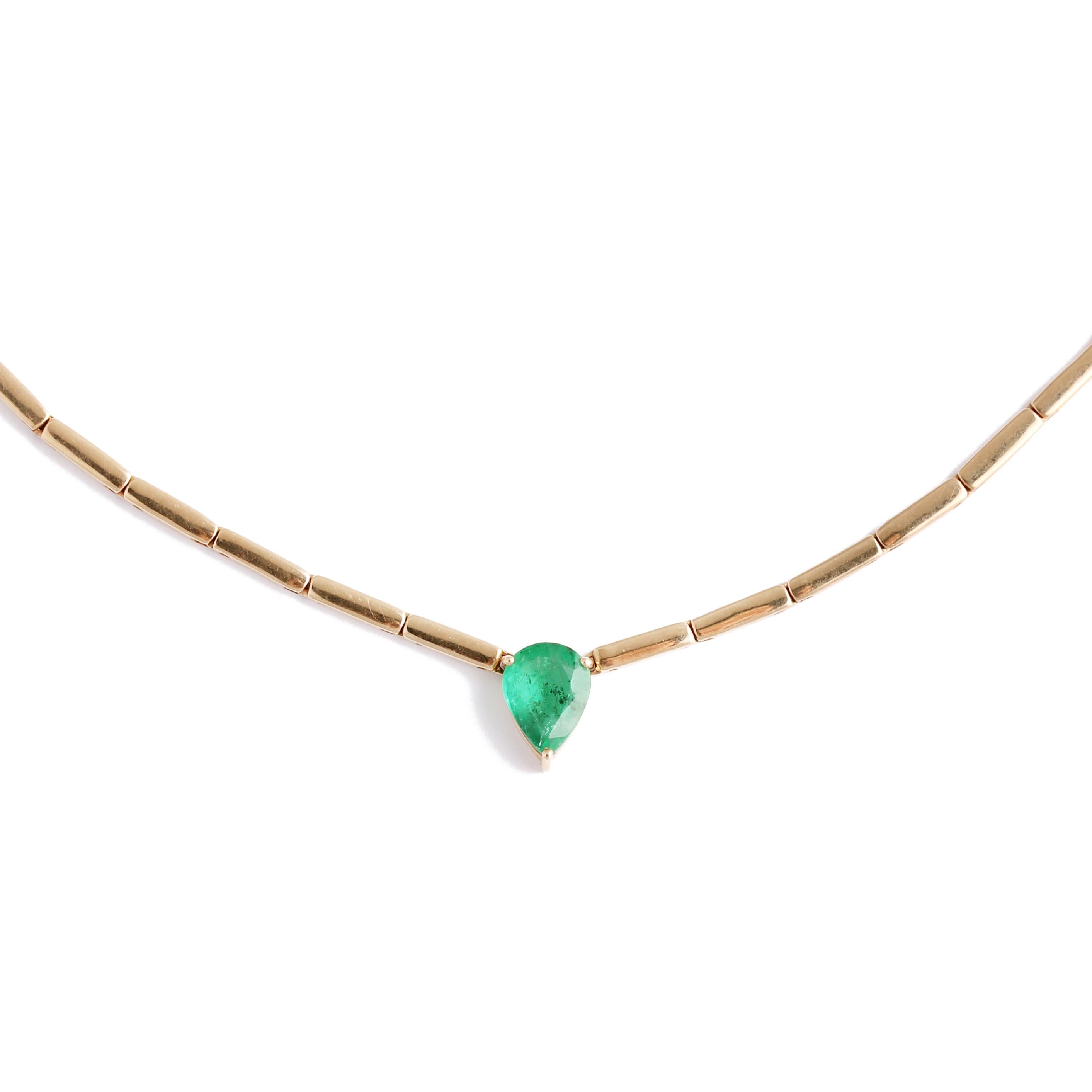 New Emerald Center 14k Link Necklace