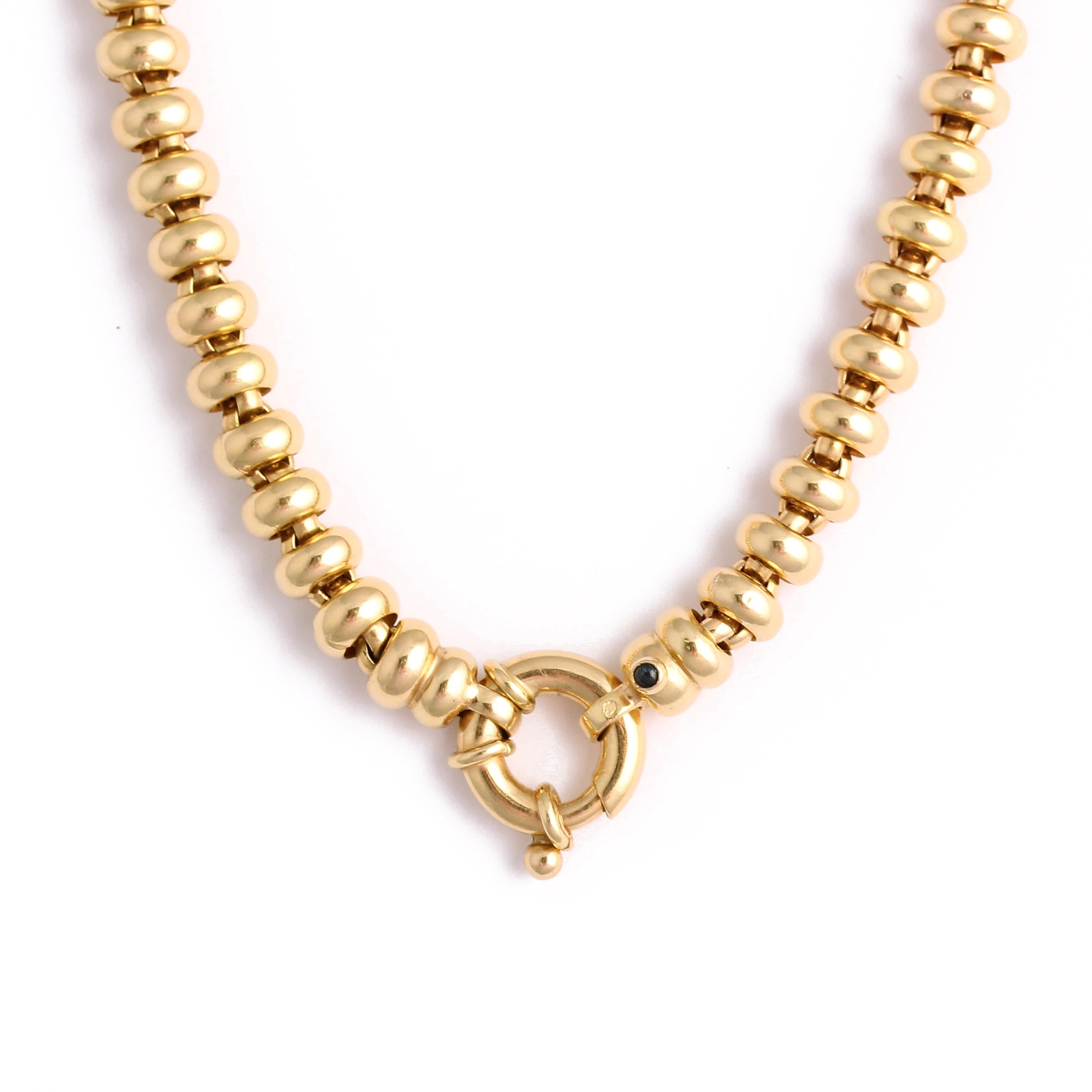 Vintage French 18k Gold Beaded Chain Necklace