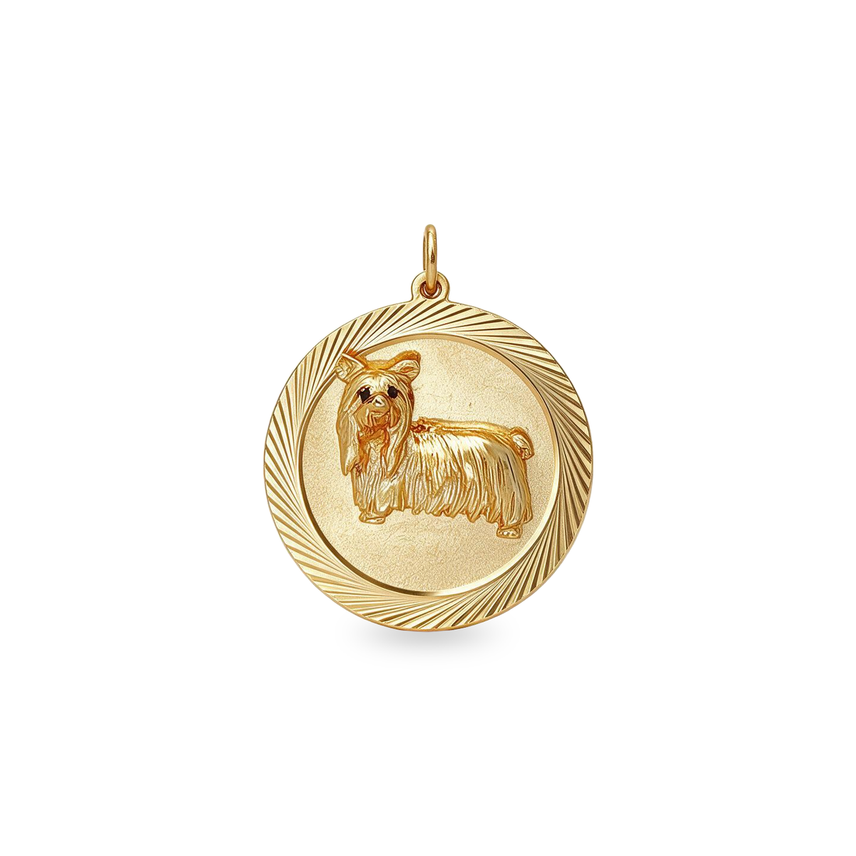 14k Yellow Gold 1960s Maltese Dog Charm Pendant