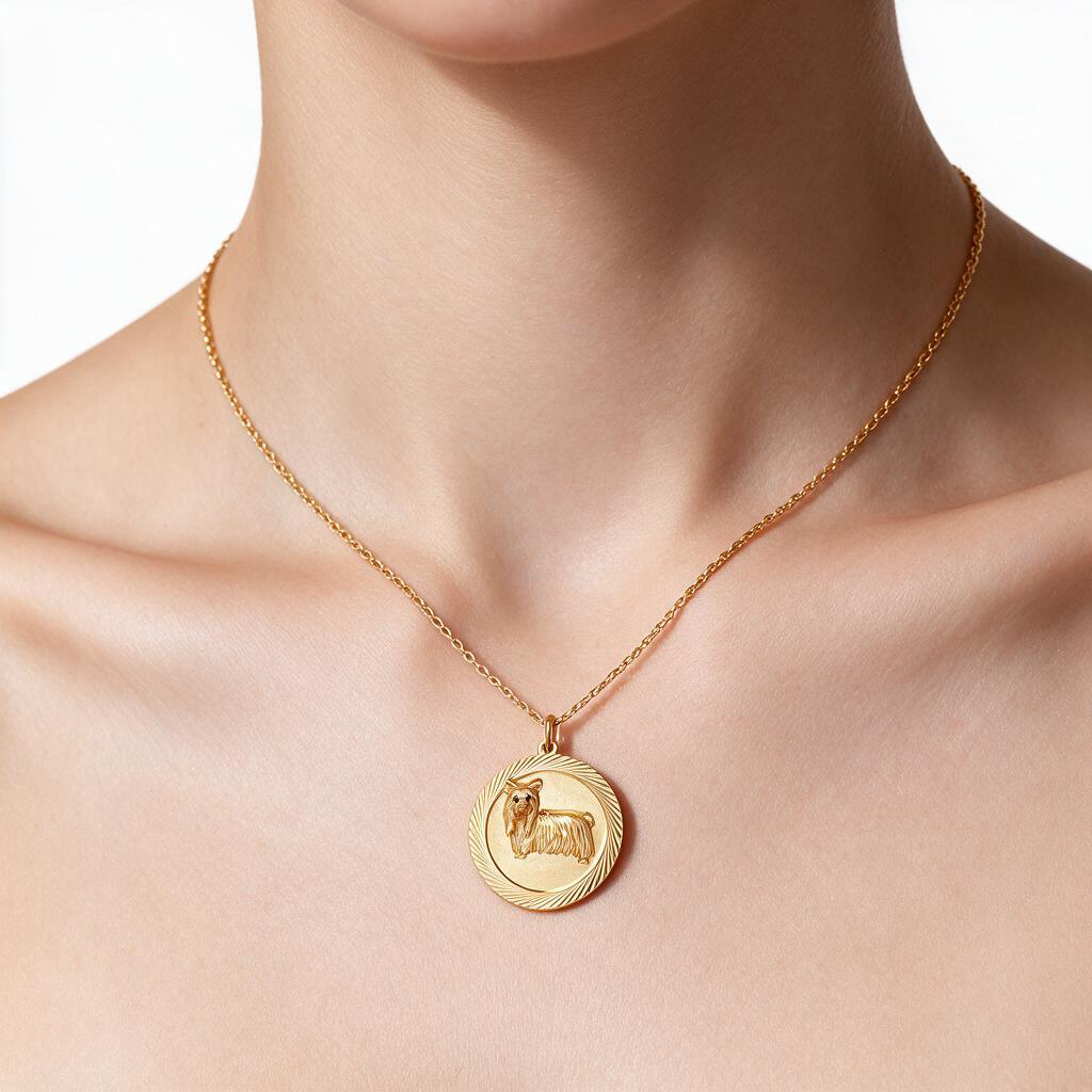 14k Yellow Gold 1960s Maltese Dog Charm Pendant