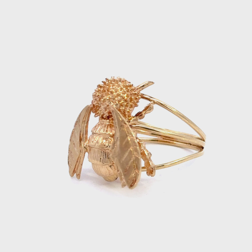 Vintage 18K Gold Bee Ring