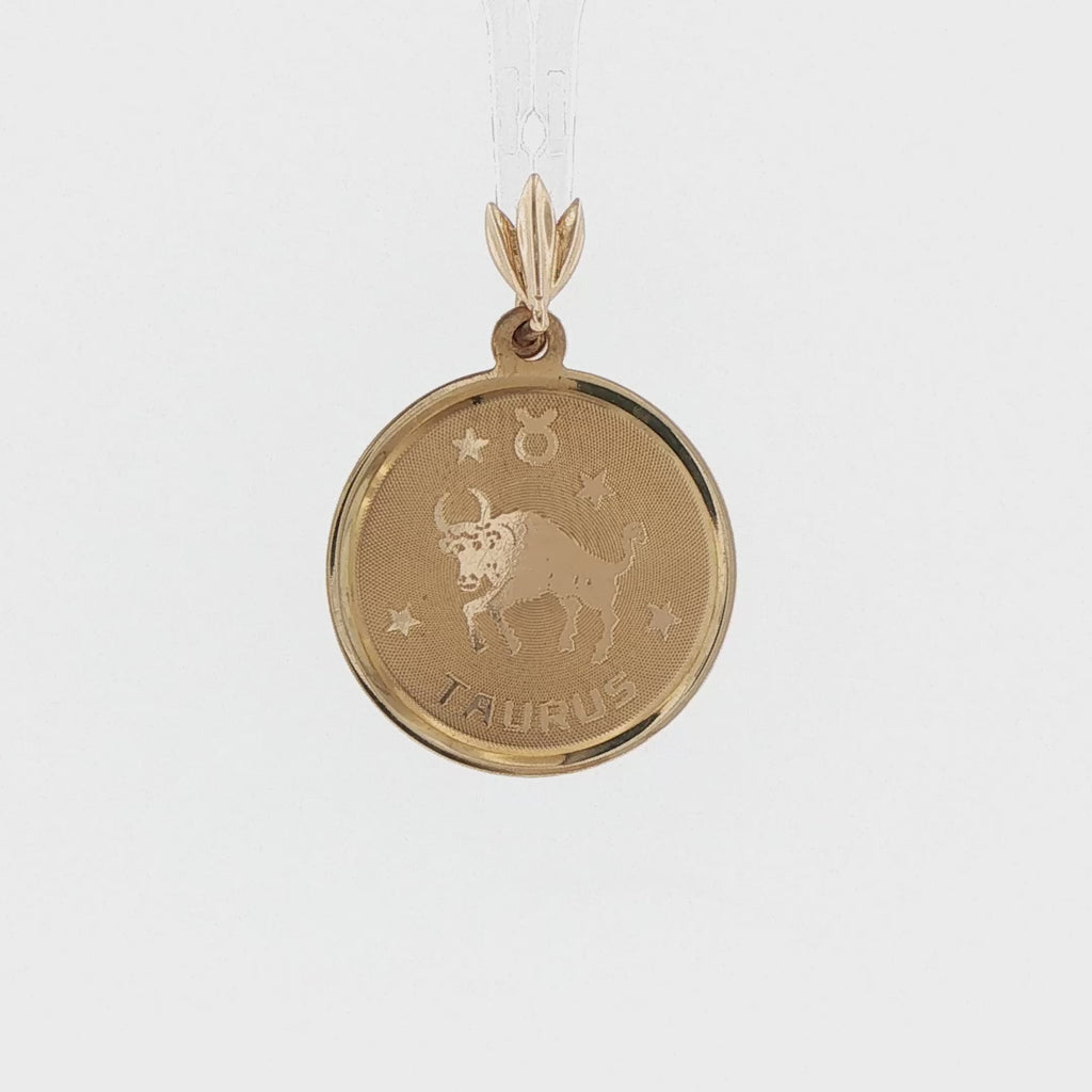 Video of a 14k yellow gold vintage 1970s Taurus zodiac charm