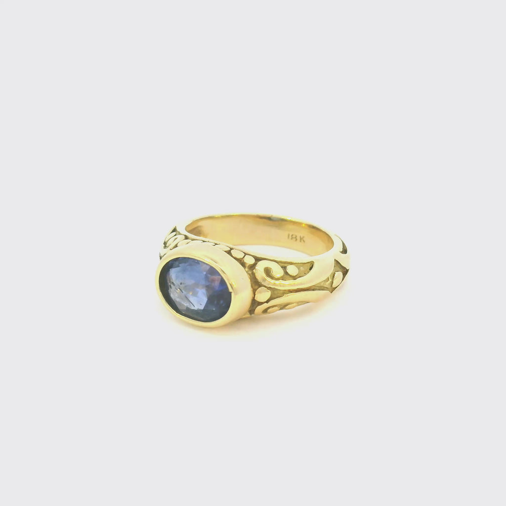 Vintage 18k Gold Blue Sapphire Ring