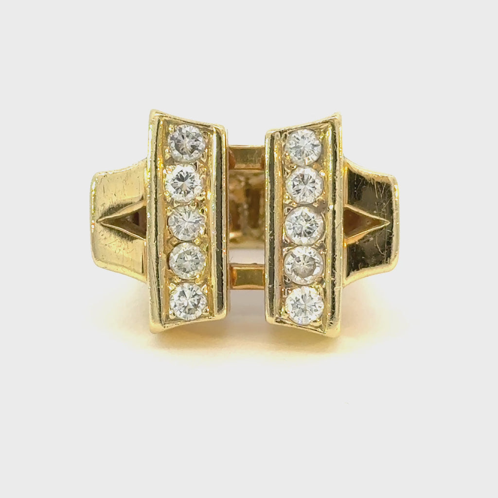 18K Yellow Gold 2CT Diamond Vintage Ring