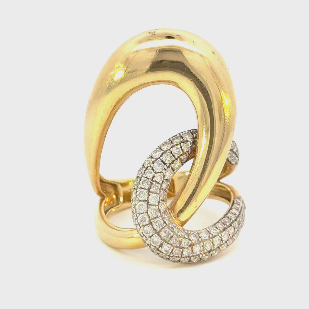 18k Yellow Gold and Diamond Vintage Swirl Ring