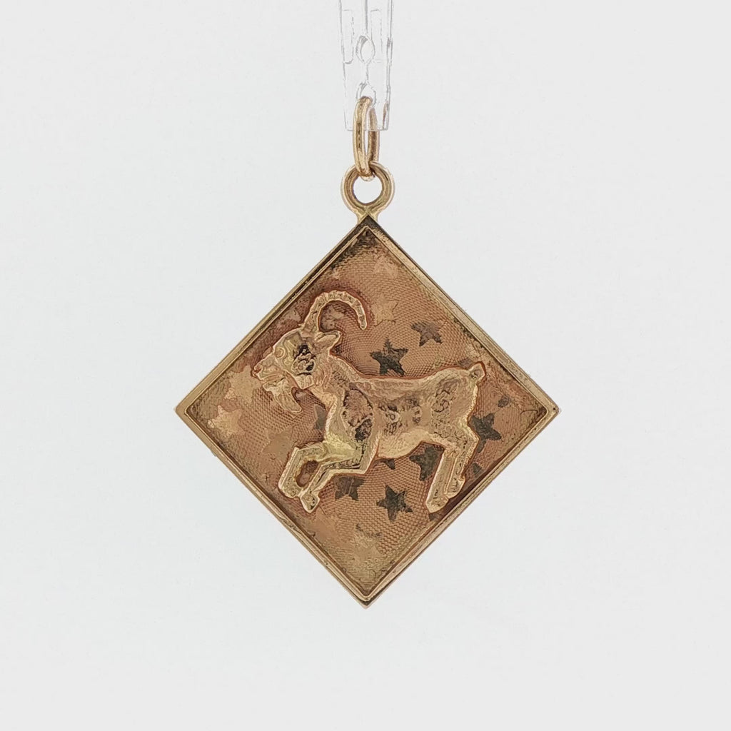 Video of a 14k yellow gold vintage Aries ram zodiac charm