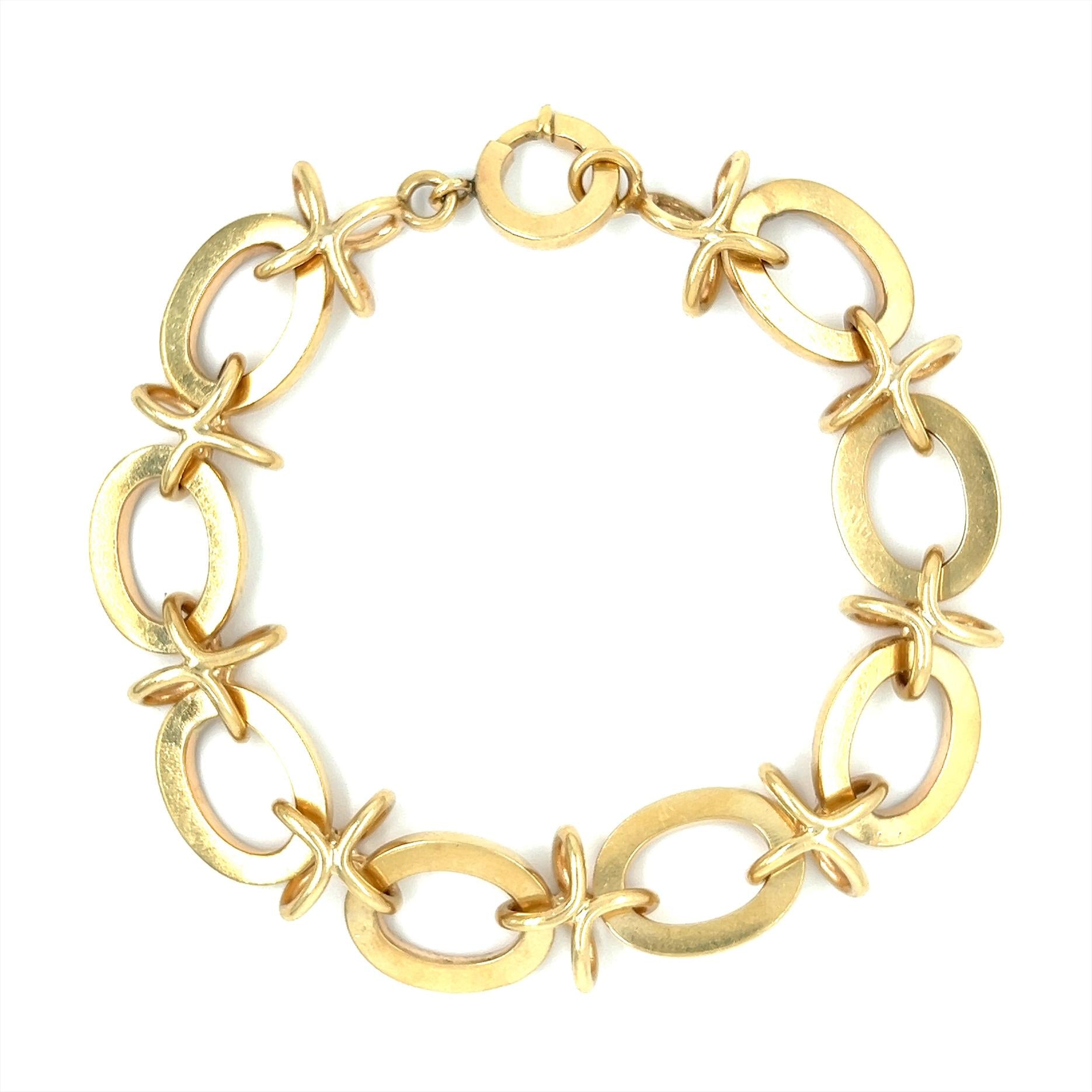 Vintage Oval-Link 14k Gold Bracelet