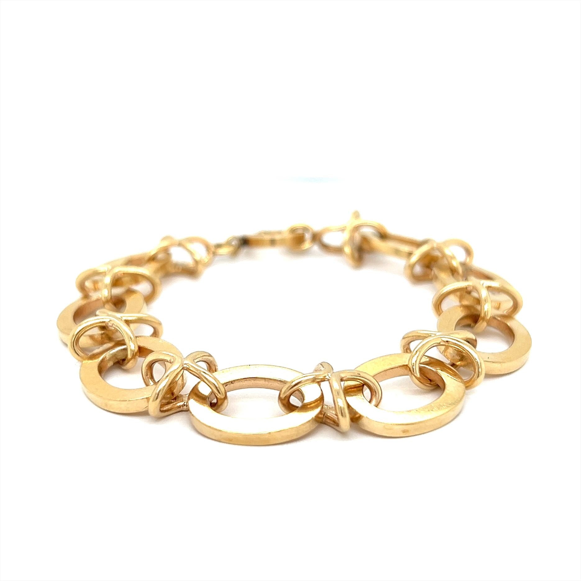 Vintage Oval-Link 14k Gold Bracelet