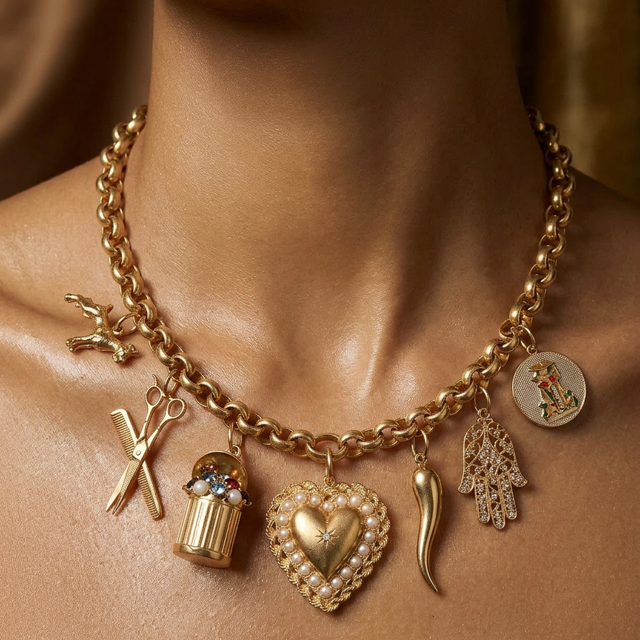 14k Yellow Gold Italian Horn charm