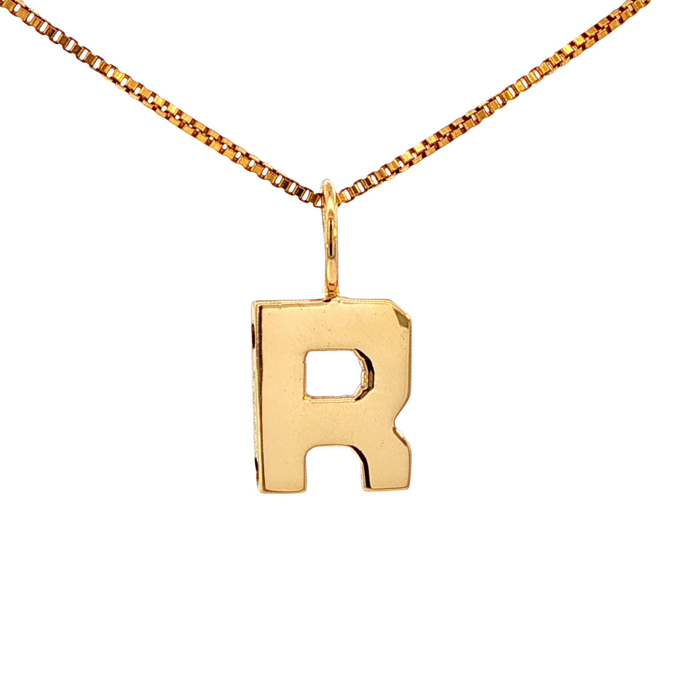 14k Yellow Gold Vintage "R" Charm