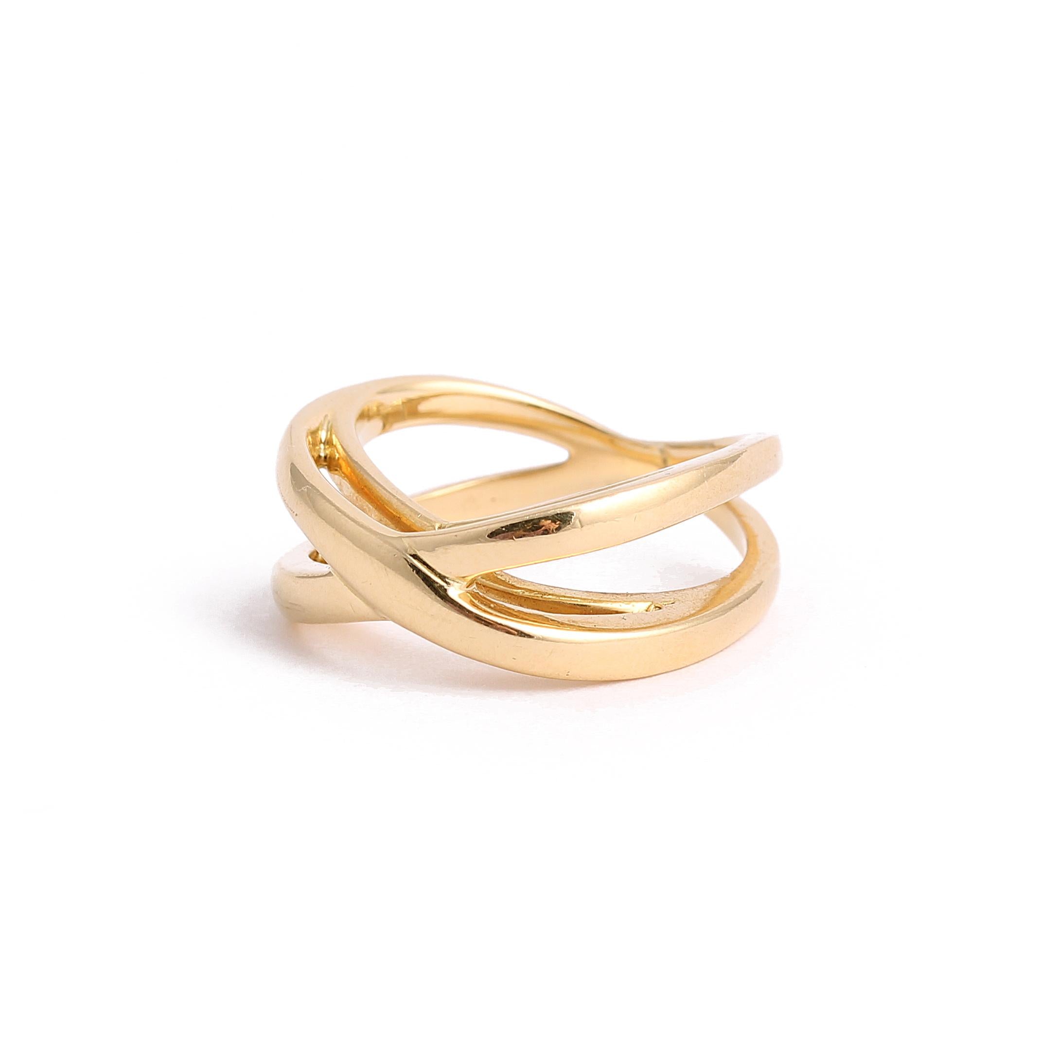 Vintage Double-Tier Hoop 18k Gold Ring