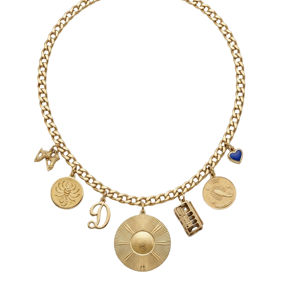 14k Yellow Gold Engine Turned Sunburst Charm