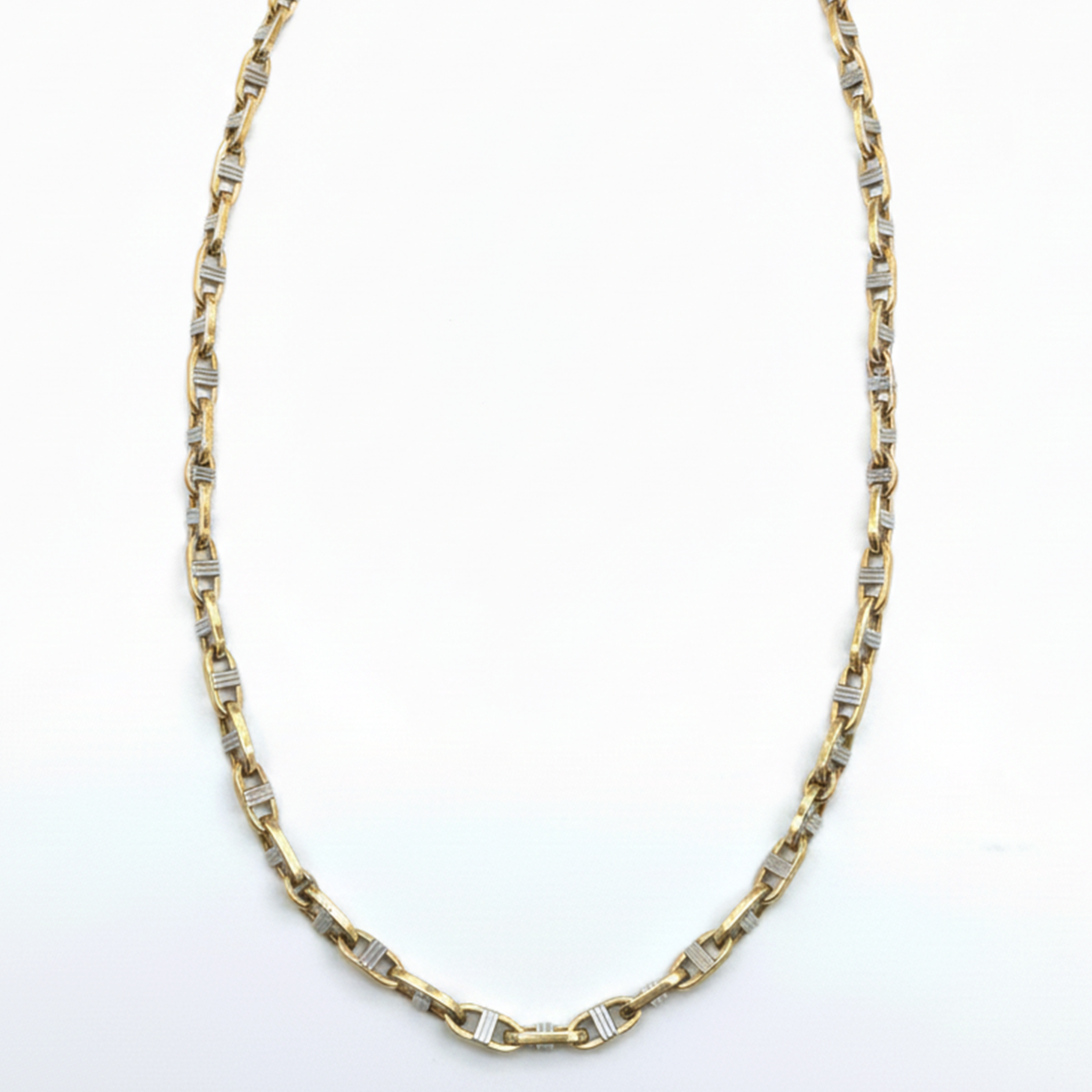 14k Yellow Gold and White Gold Vintage Link Chain