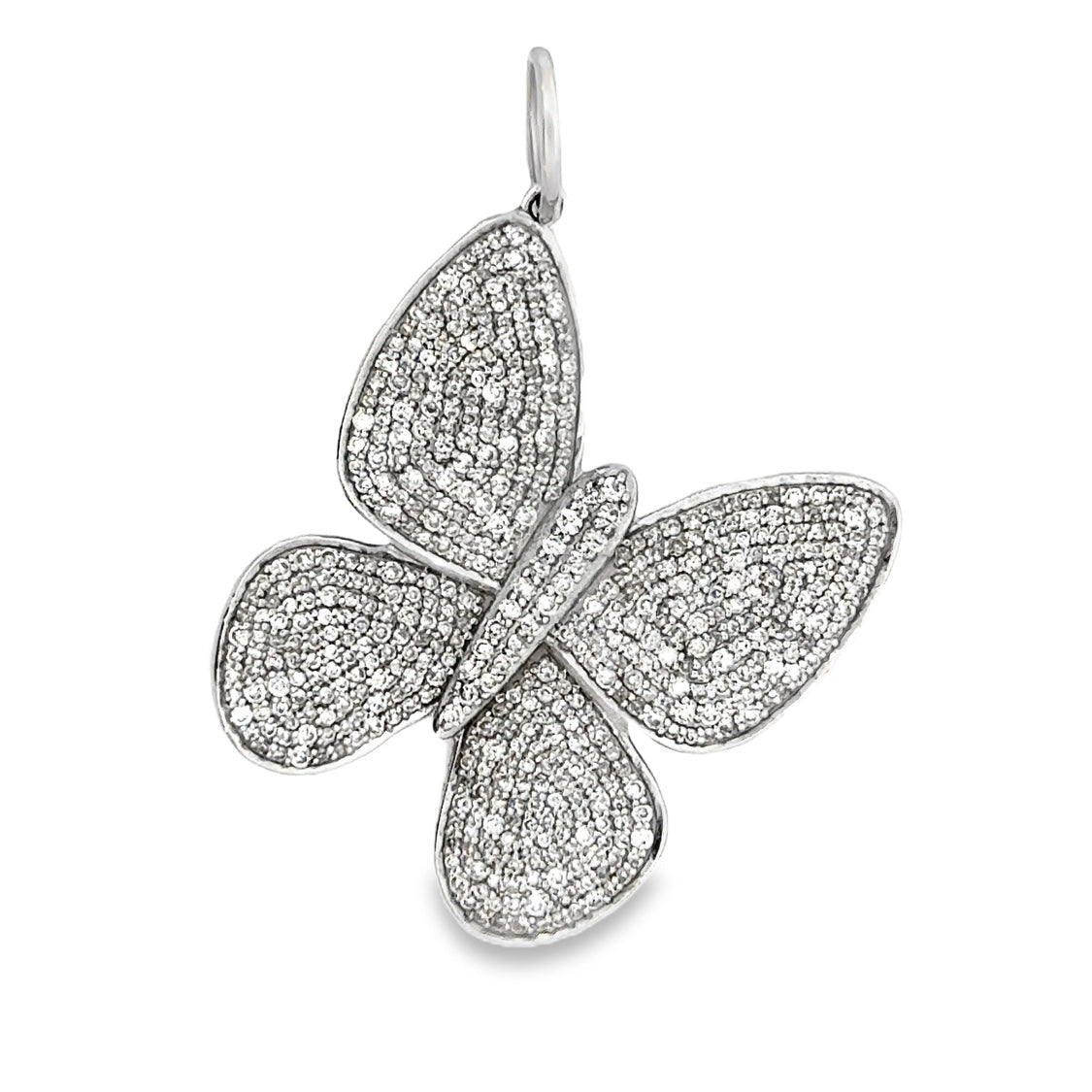 14k White Gold Diamond Butterfly Charm