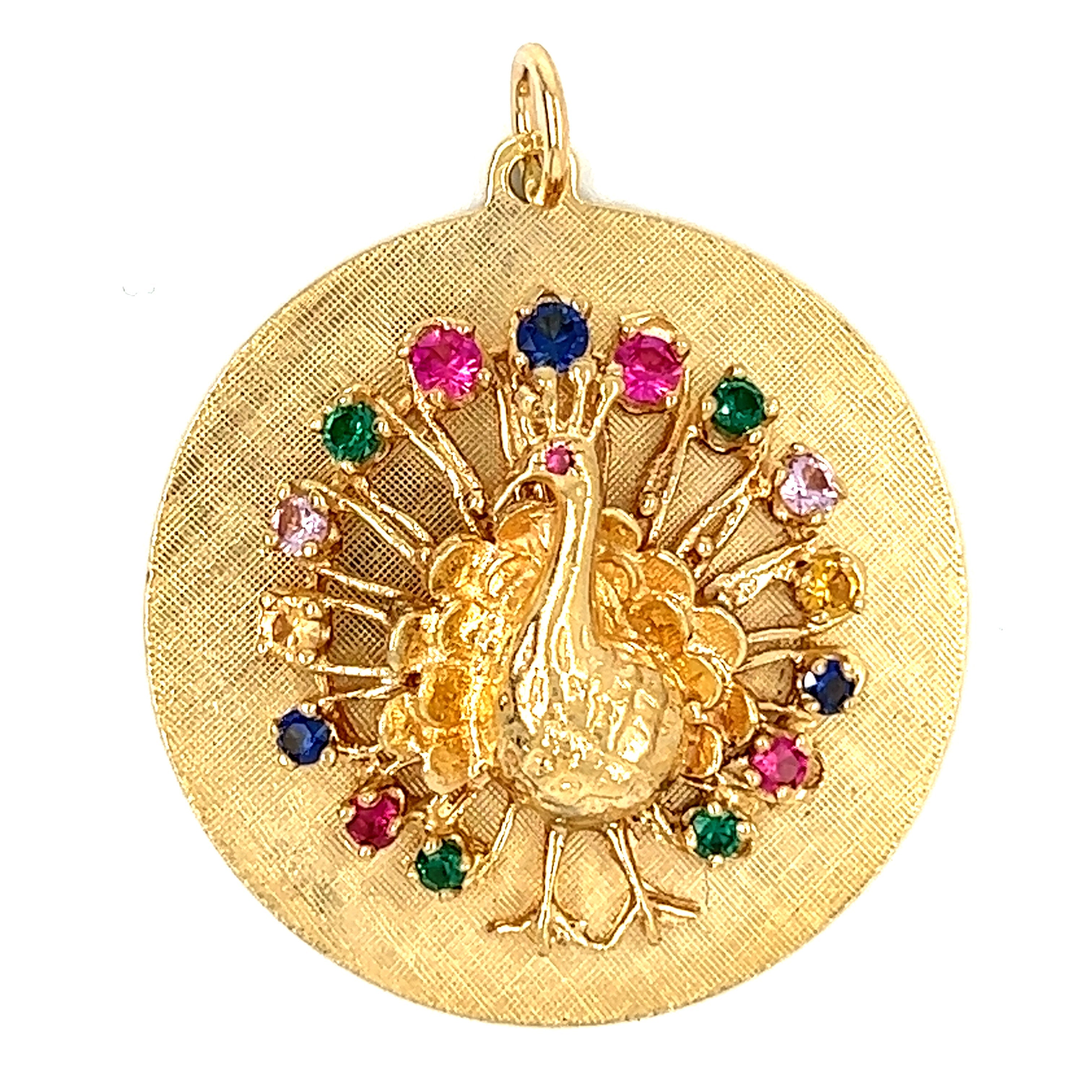 Vintage Peacock 14k Gold Charm