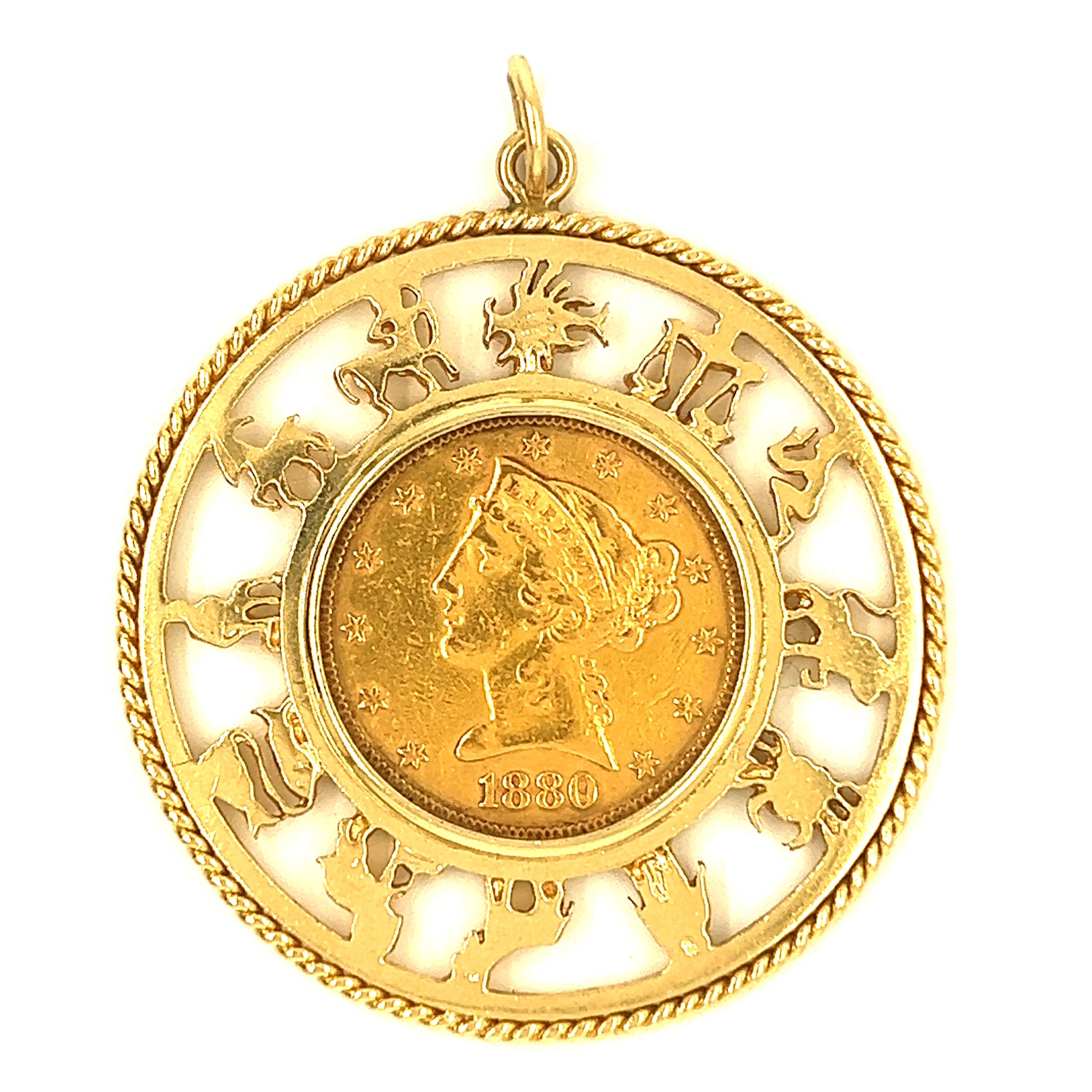 Vintage Zodiac Calendar 22k Gold Charm