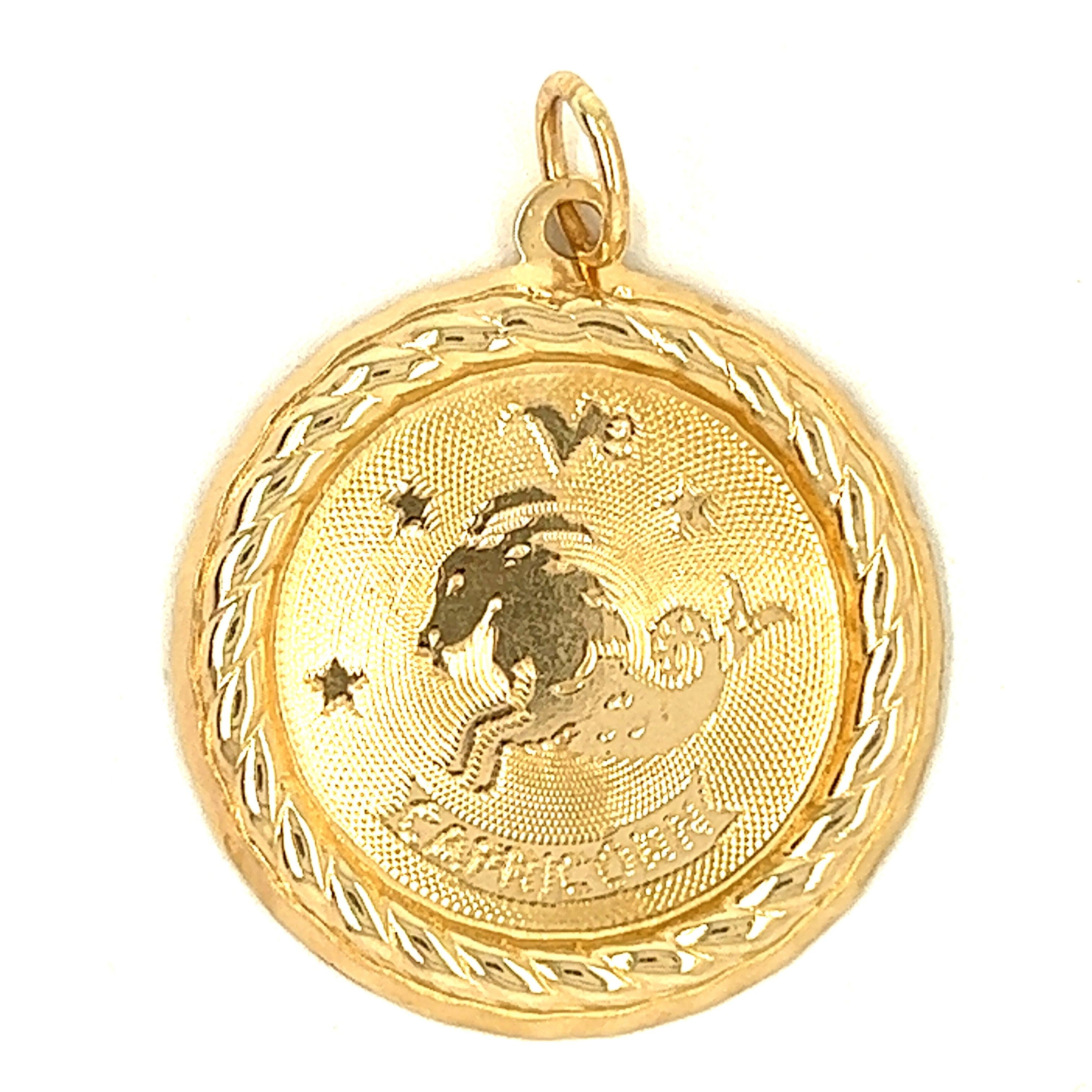 Vintage Capricorn Zodiac 14k Gold Charm