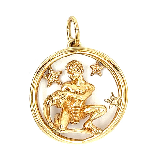 Vintage Ruser Aquarius Zodiac 14k Gold Charm