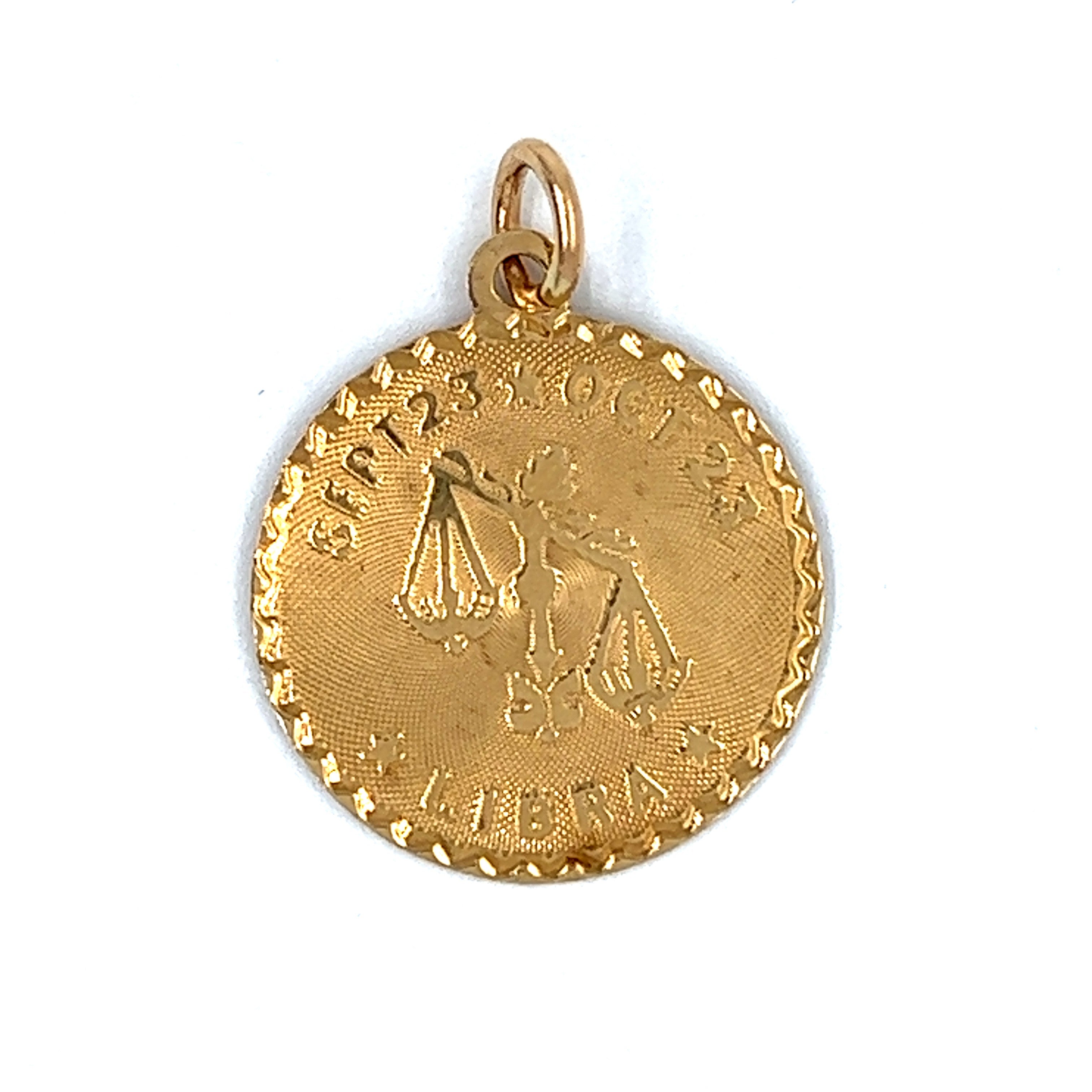 Vintage Small Libra Coin Gold Charm