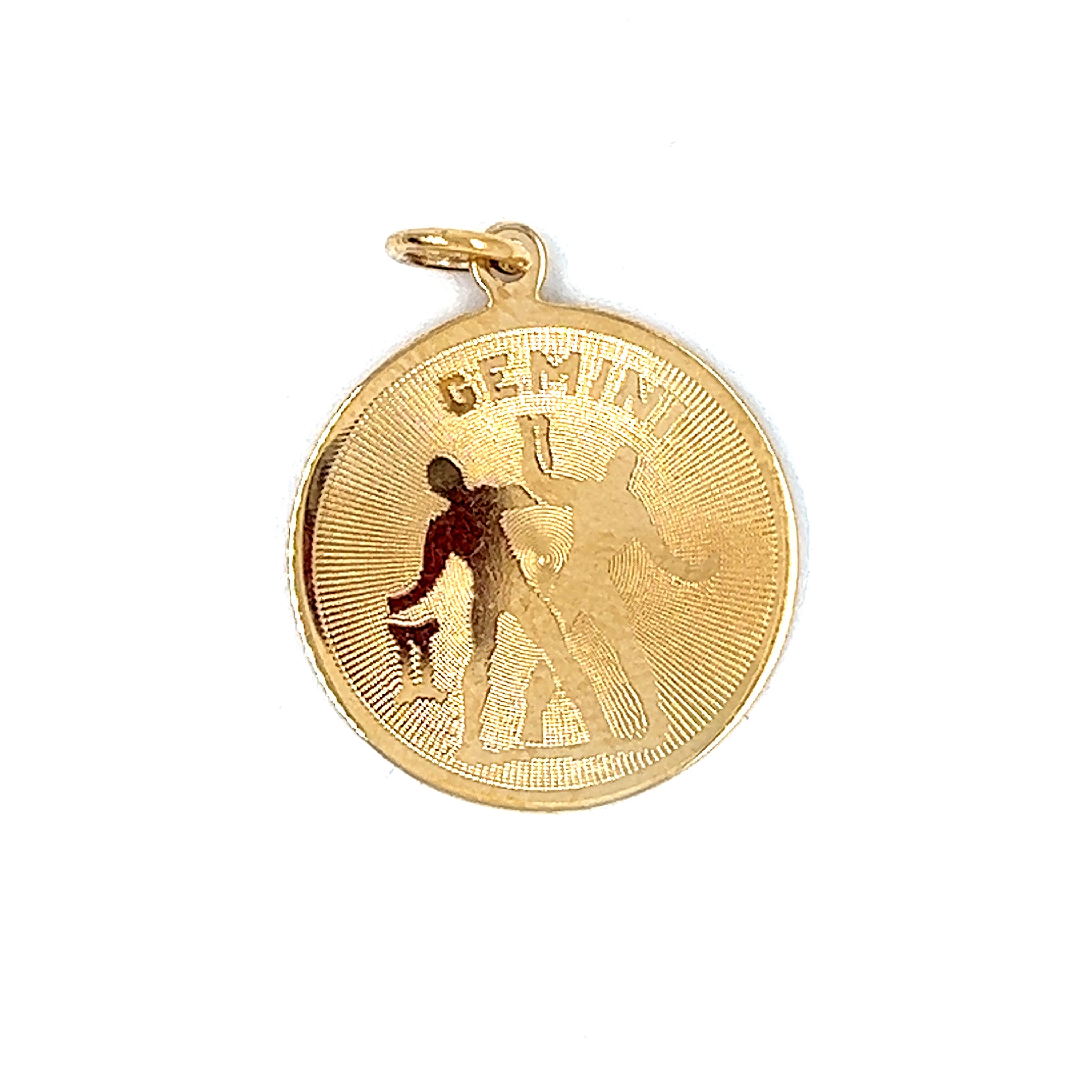 Vintage Small Gemini Coin 14k Gold Charm