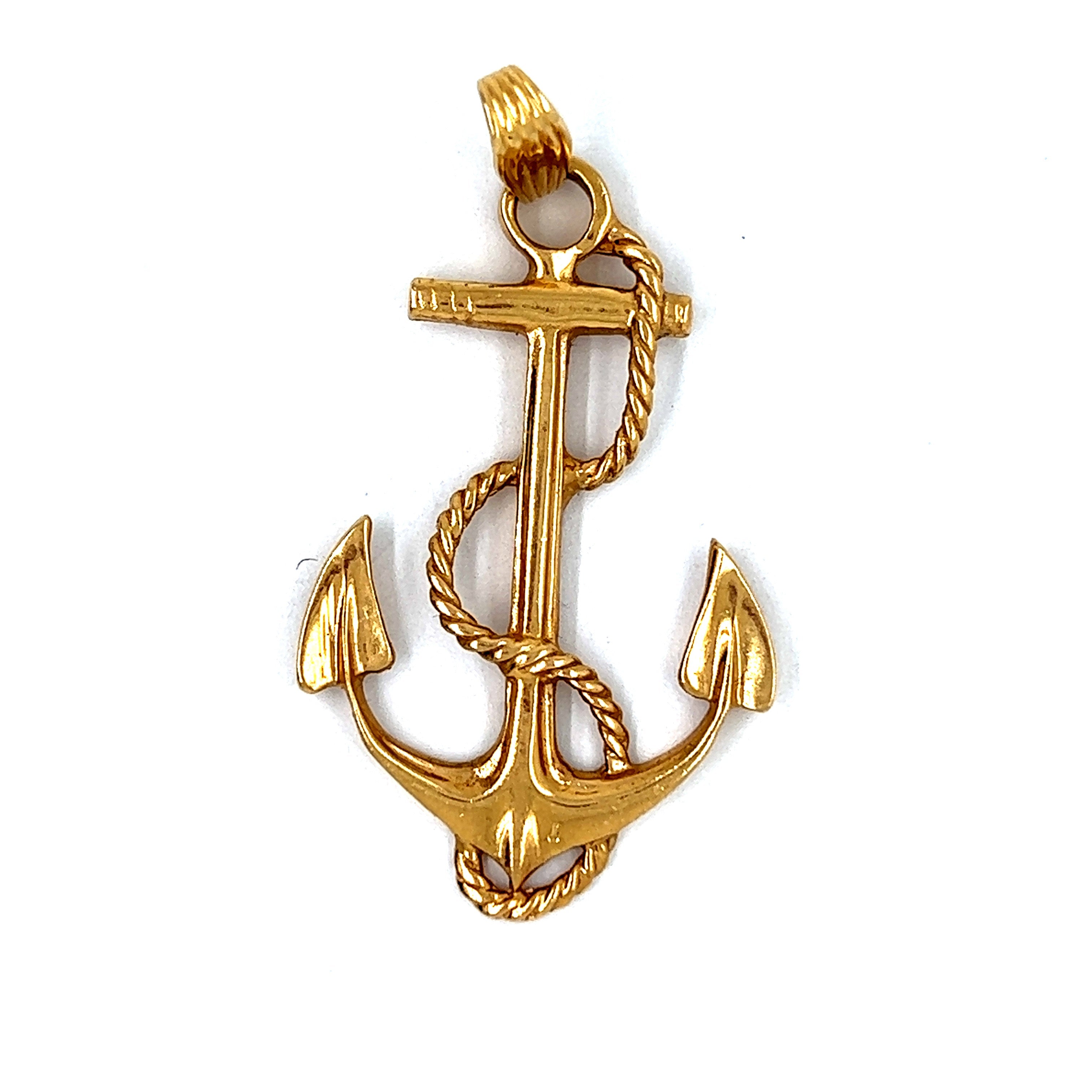 Vintage Rope & Anchor 14k Gold Charm