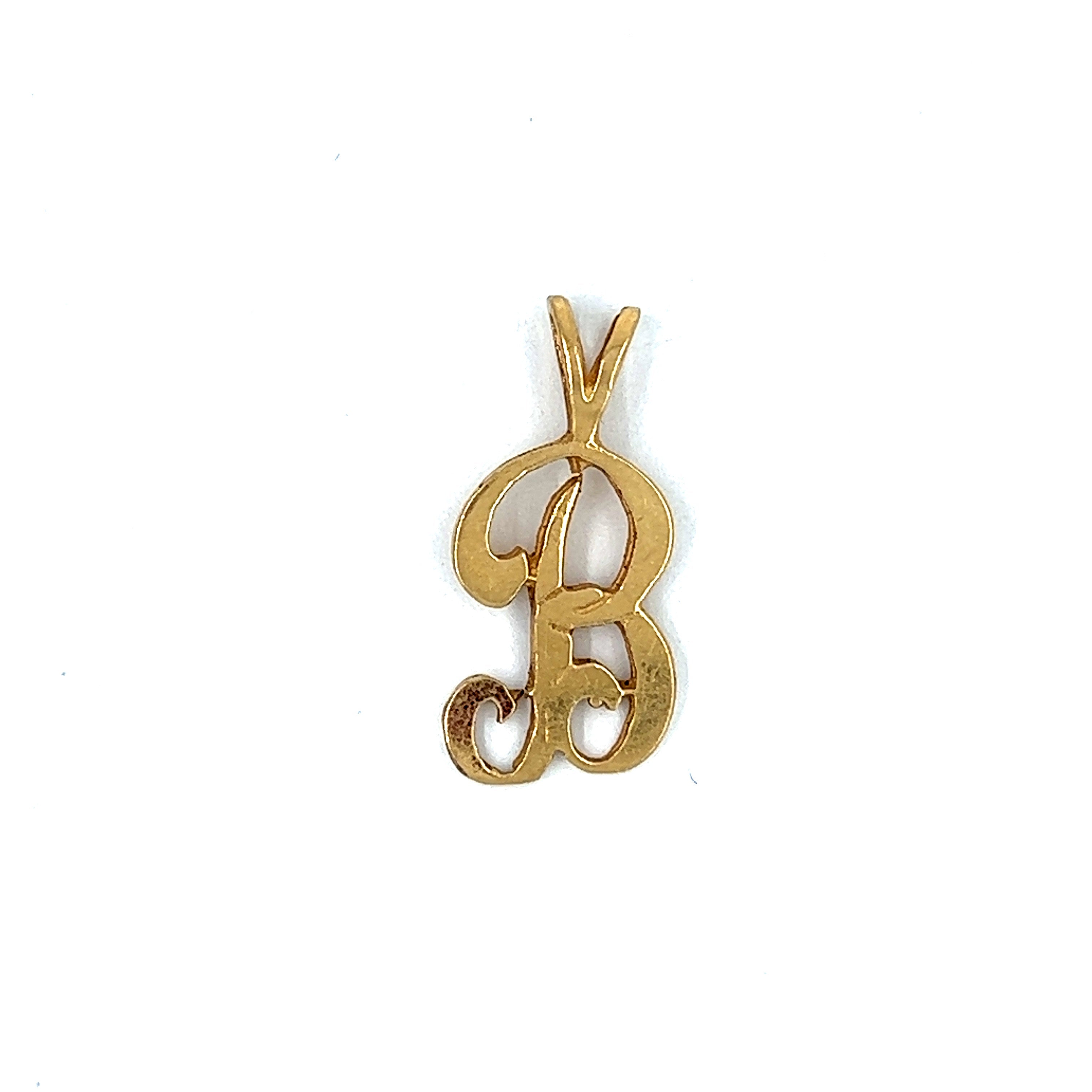 Vintage Small Cursive Letter "B" 14k Gold Charm