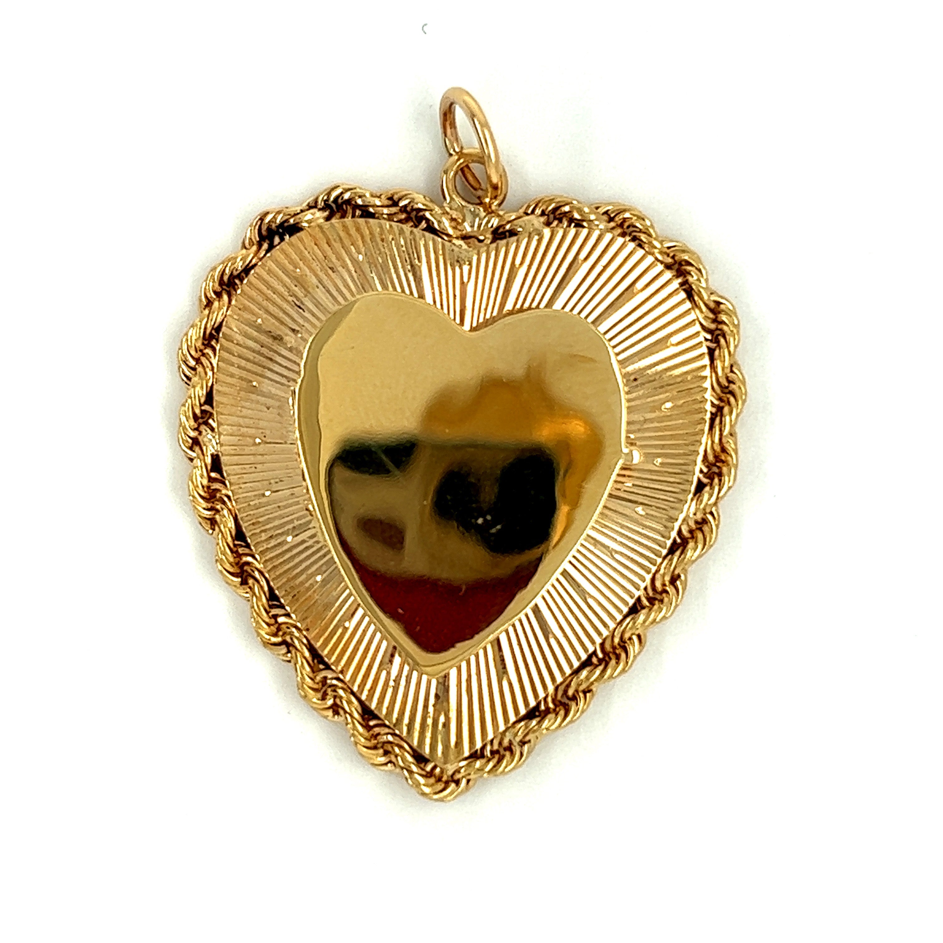 Vintage Engine Turned Heart 14k Gold Locket